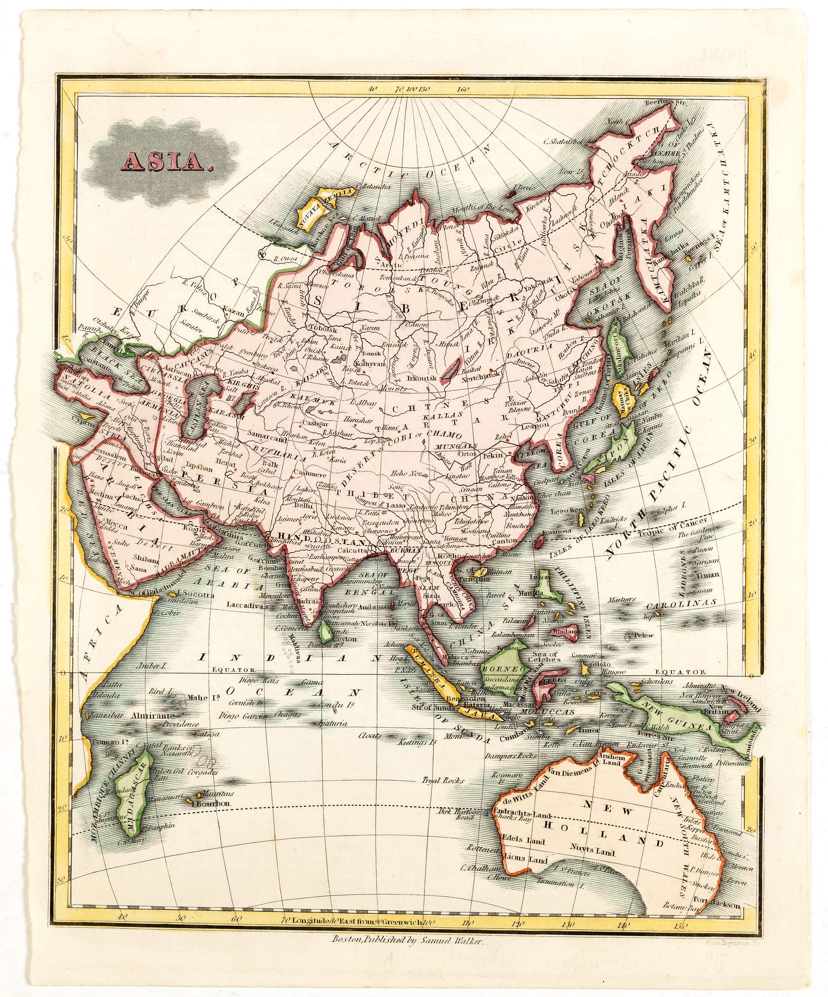 WALKER, S. / MALTE-BRUN, M., Asia., antique map, old maps