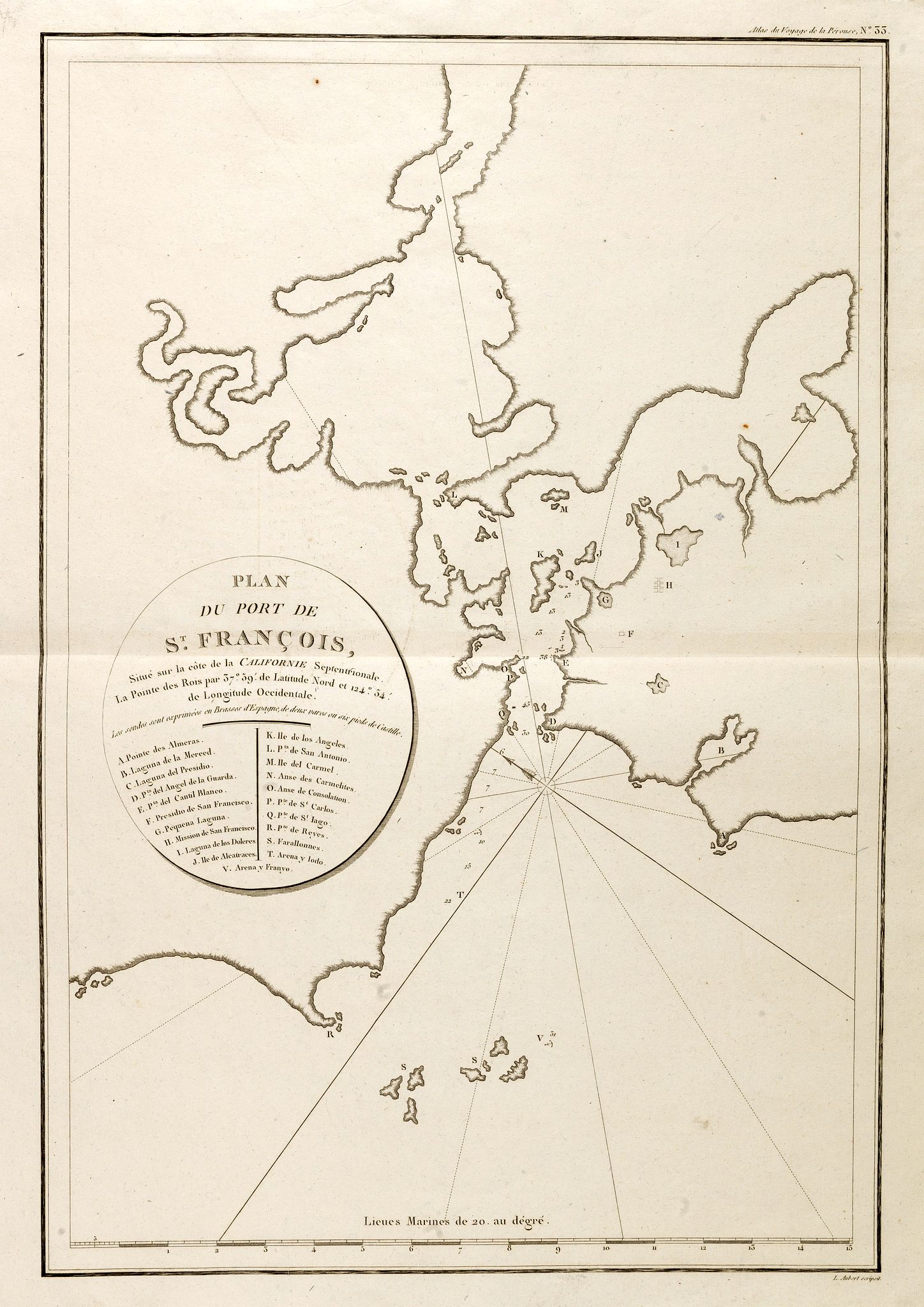 LA PEROUSE, J. F. G., Plan du Port De St. François Situé sur la côte de la CALIFORNIE Septentrionale . . . (San Francisco Bay), antique map, old maps