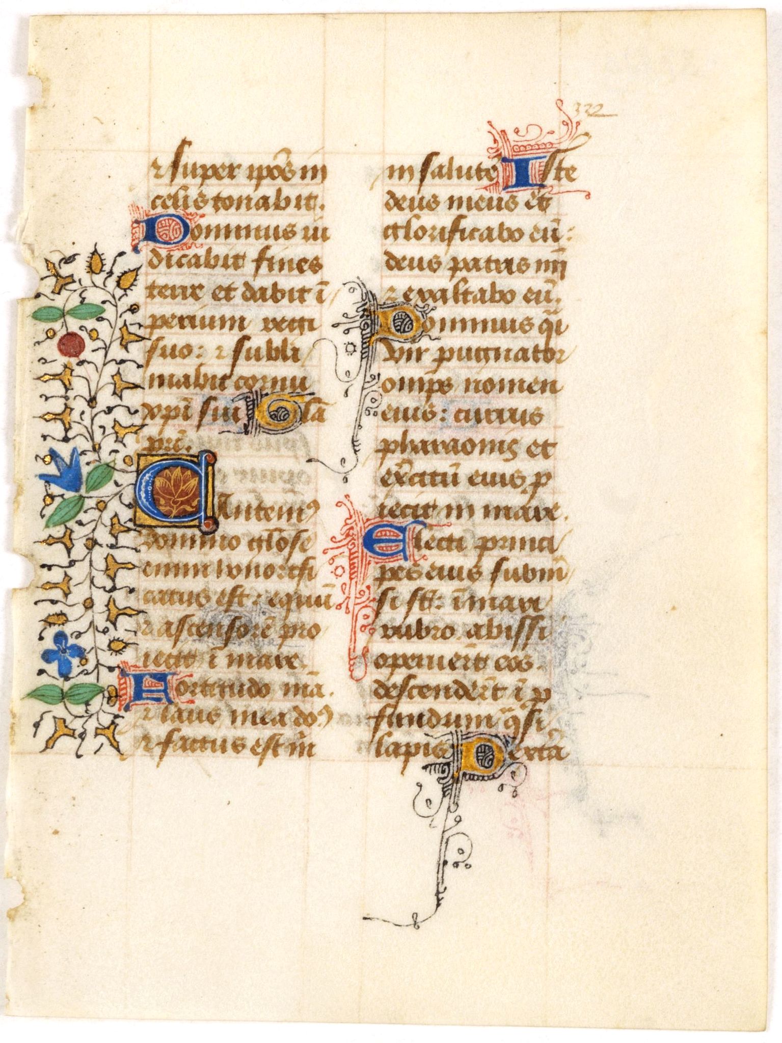 BOOK OF HOURS., Leave from a Book of Hours on vellum., antique map, old maps