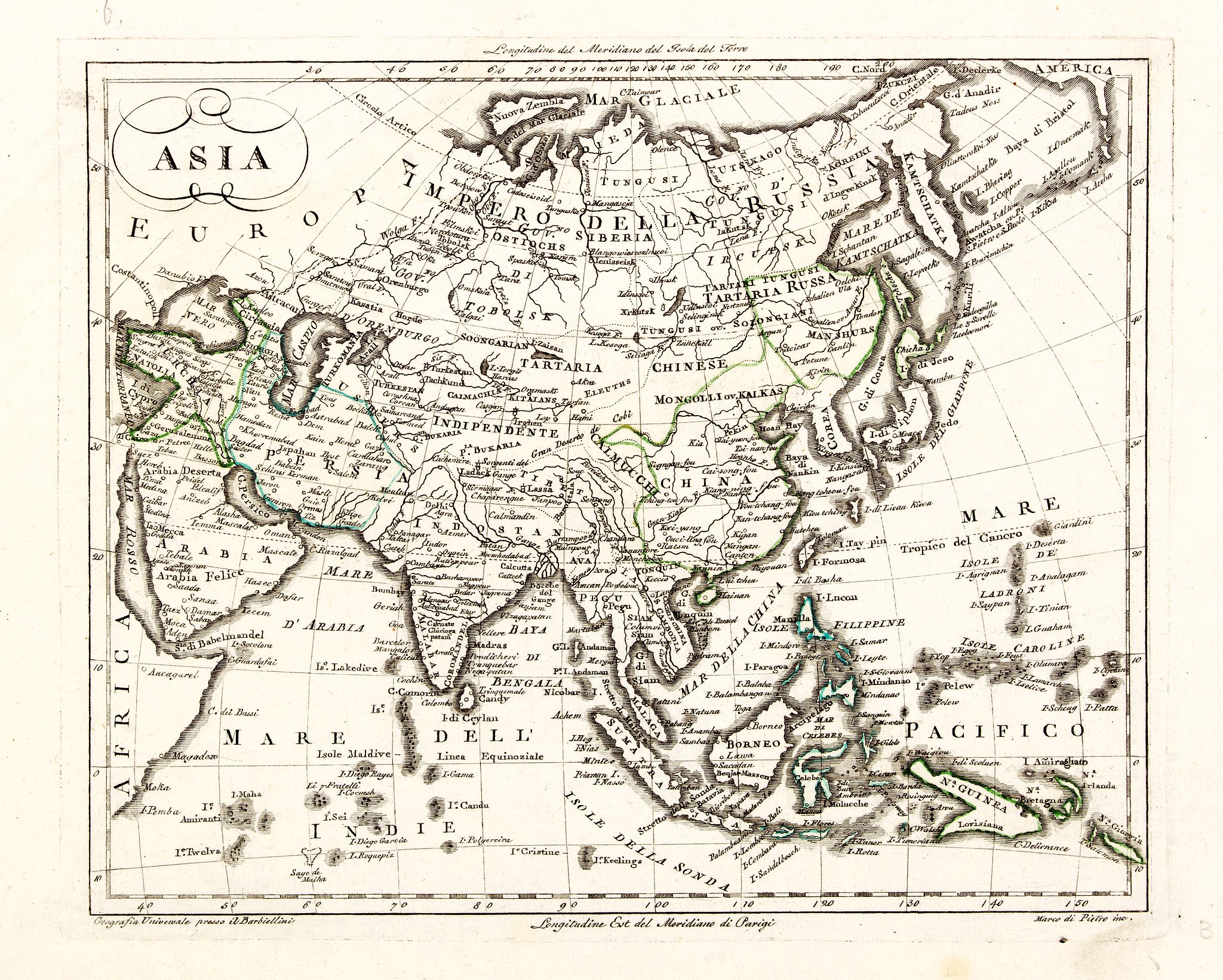 BARBIELLINI, Carlo Antonio, Asia., antique map, old maps