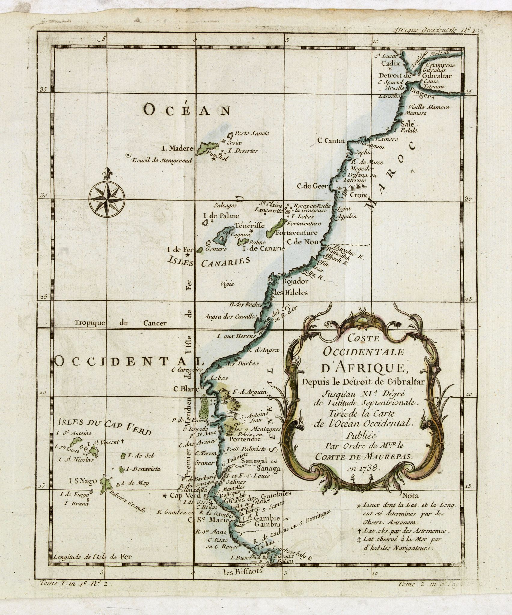 BELLIN, J.N., Coste occidentale d'Afrique depuis le Détroit de Gibraltar., antique map, old maps