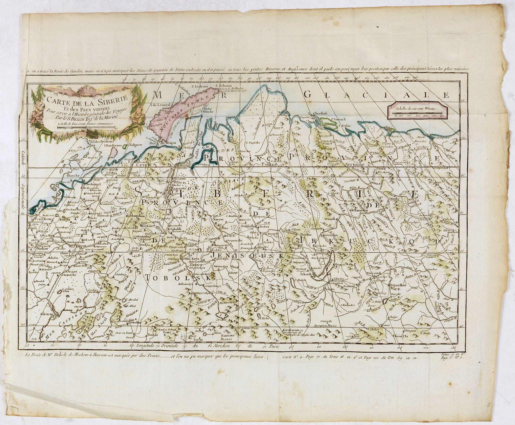 BELLIN, J.N., Carte de la sibérie et des Pays voisins., antique map, old maps