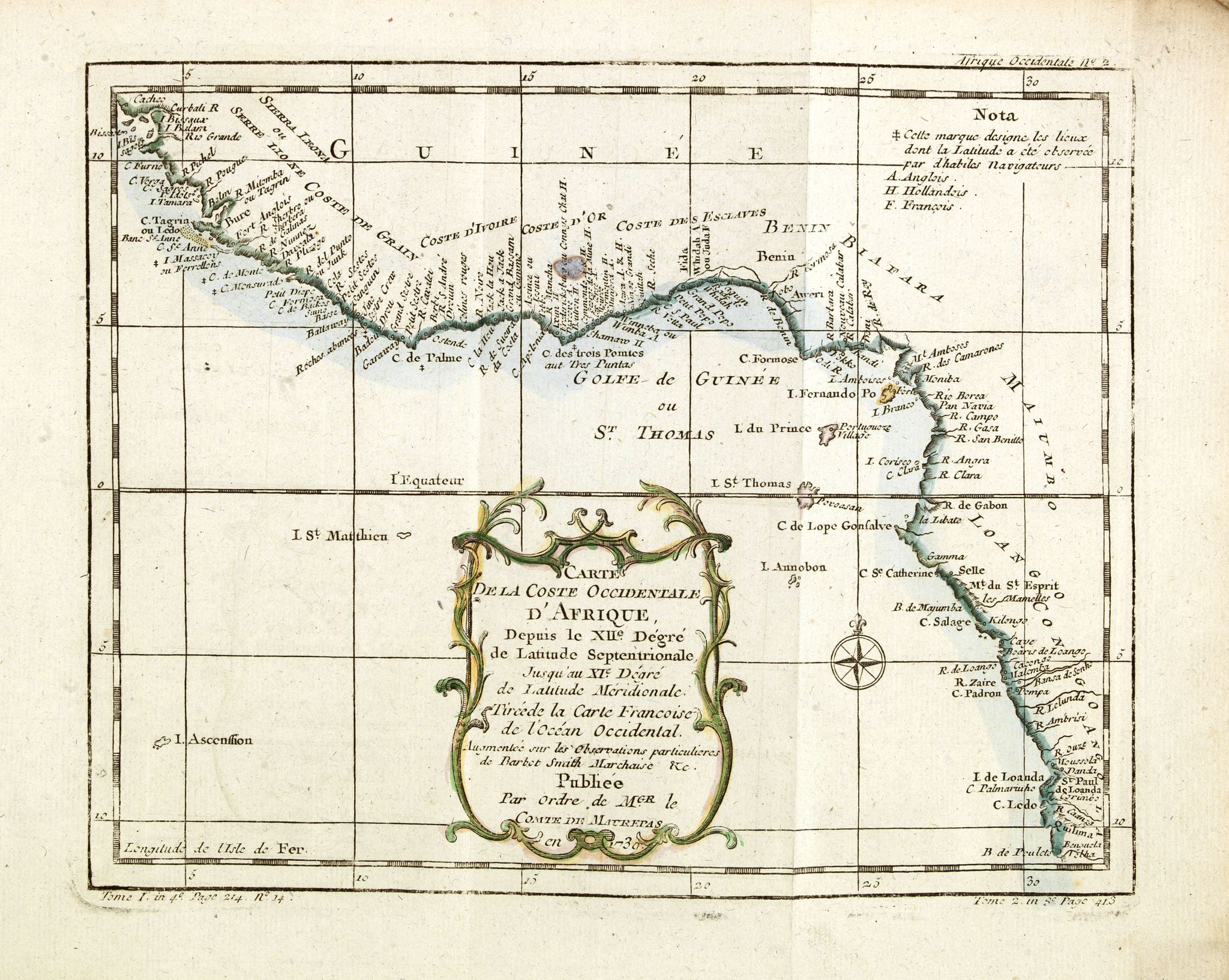 BELLIN, J.N., Carte de la Coste occidentale d'Afrique., antique map, old maps
