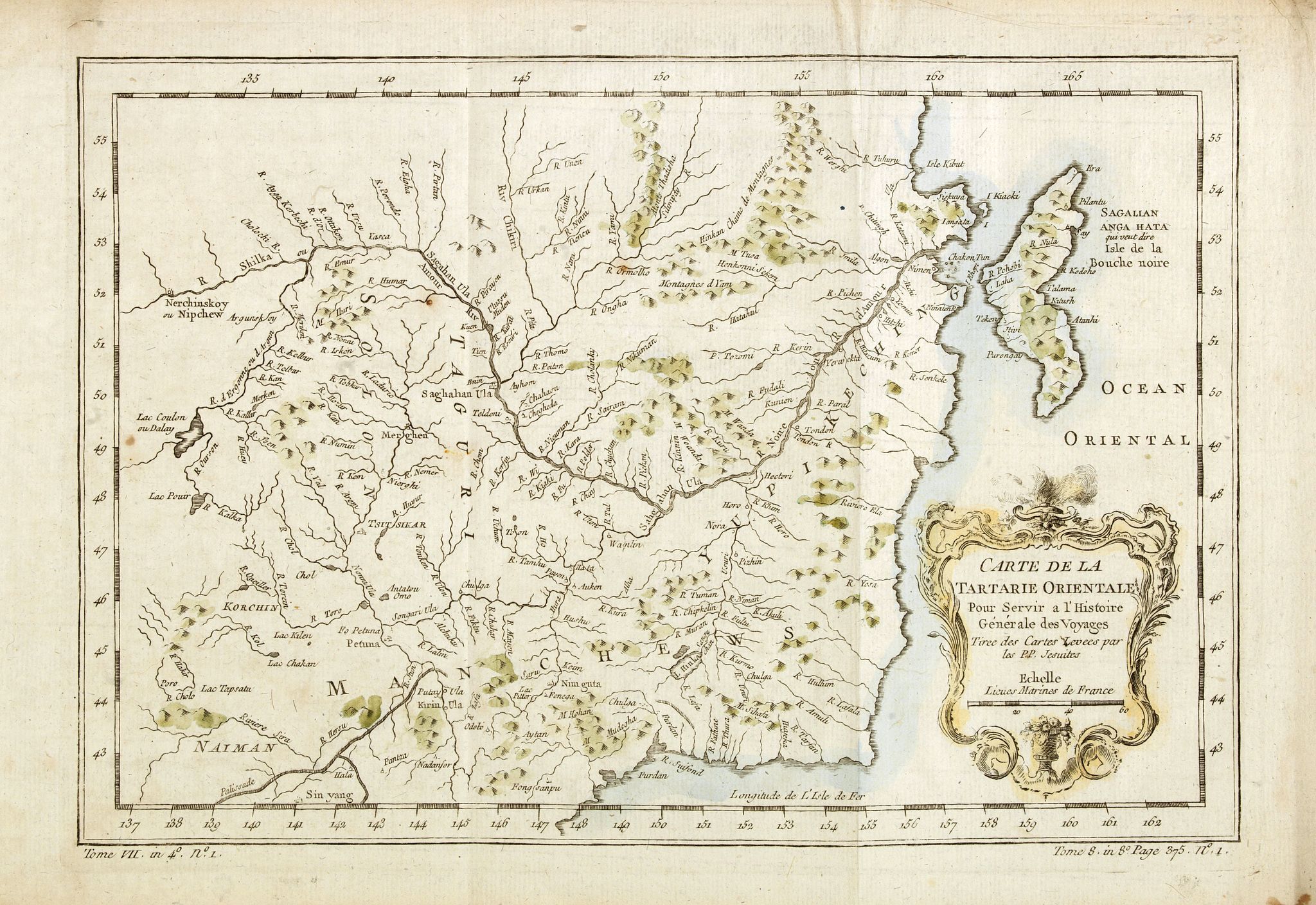 BELLIN, J.N., Carte de la Tartare Orientale., antique map, old maps