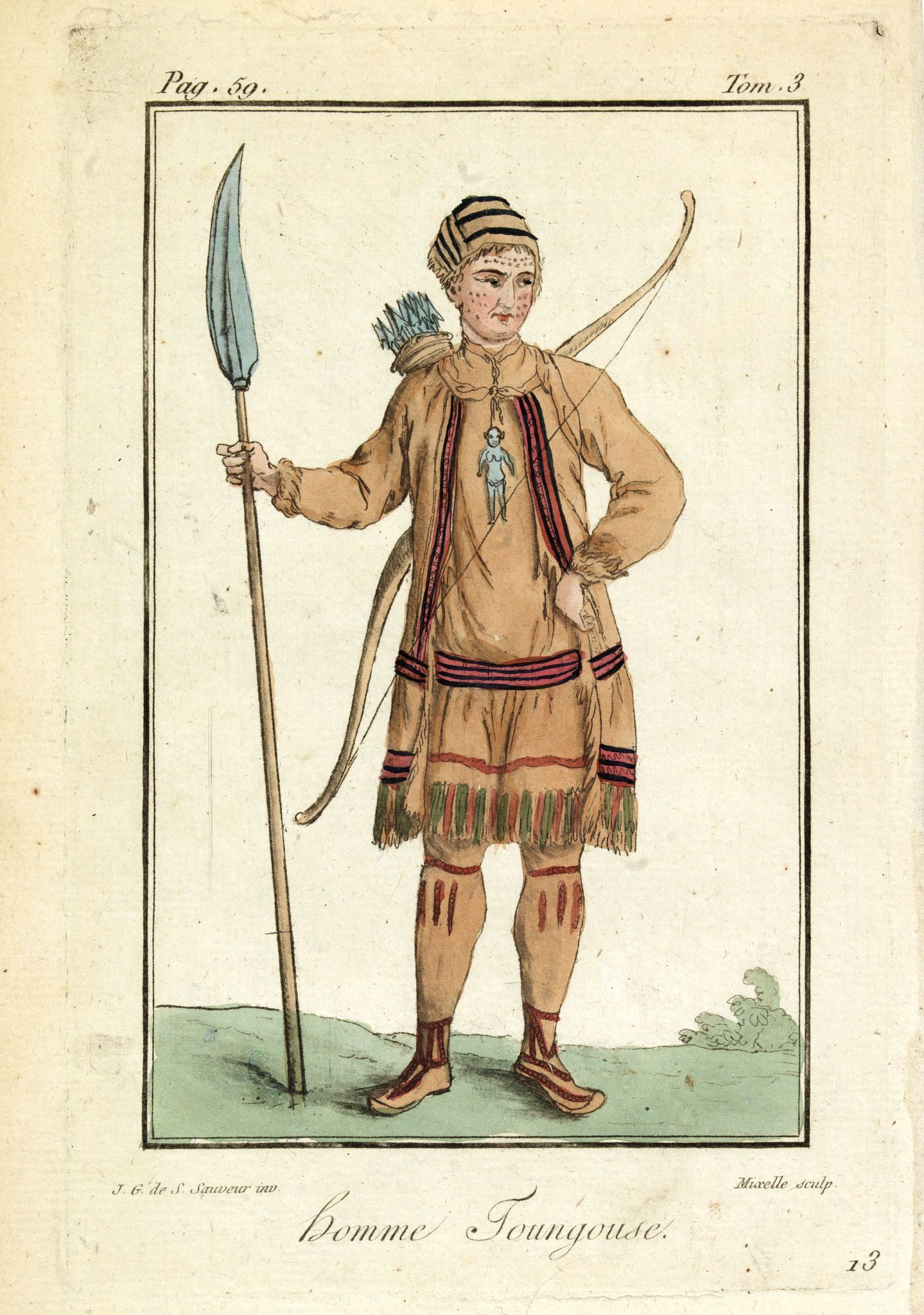 GRASSET DE SAINT SAUVEUR, J., Homme Toungouse., antique map, old maps