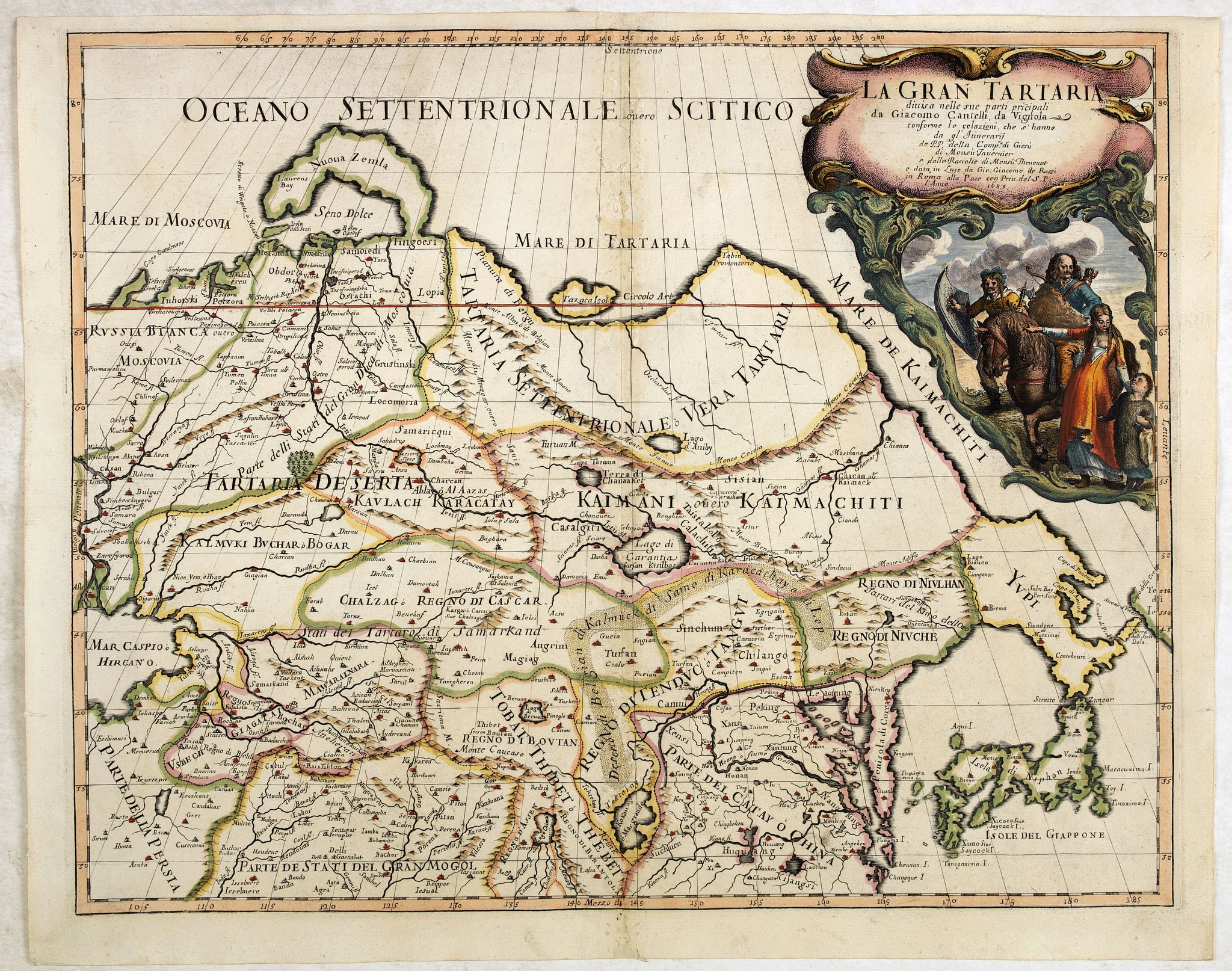 DE ROSSI, G., La Gran Tartaria divisa nelle sue parti pricipali da Giacomo, antique map, old maps