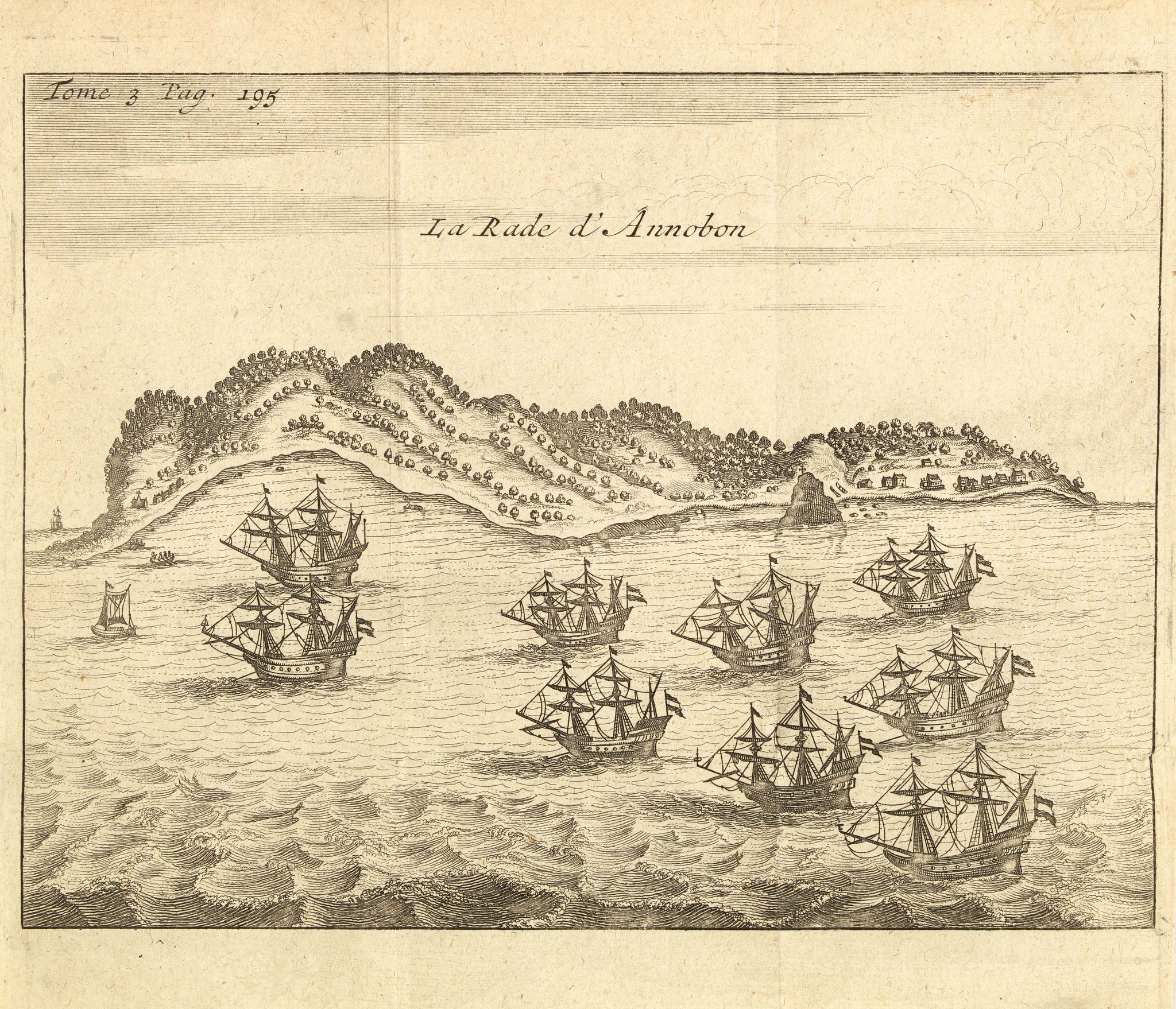 DE RENNEVILLE, R.A.C., La rade d'Annobon., antique map, old maps