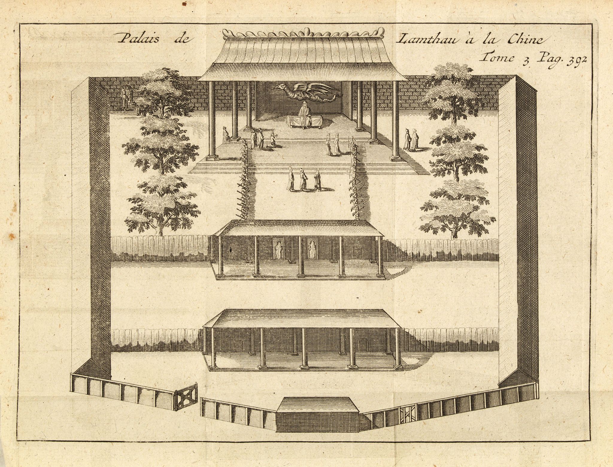 DE RENNEVILLE, R.A.C., Palais de Lamthau à la Chine., antique map, old maps