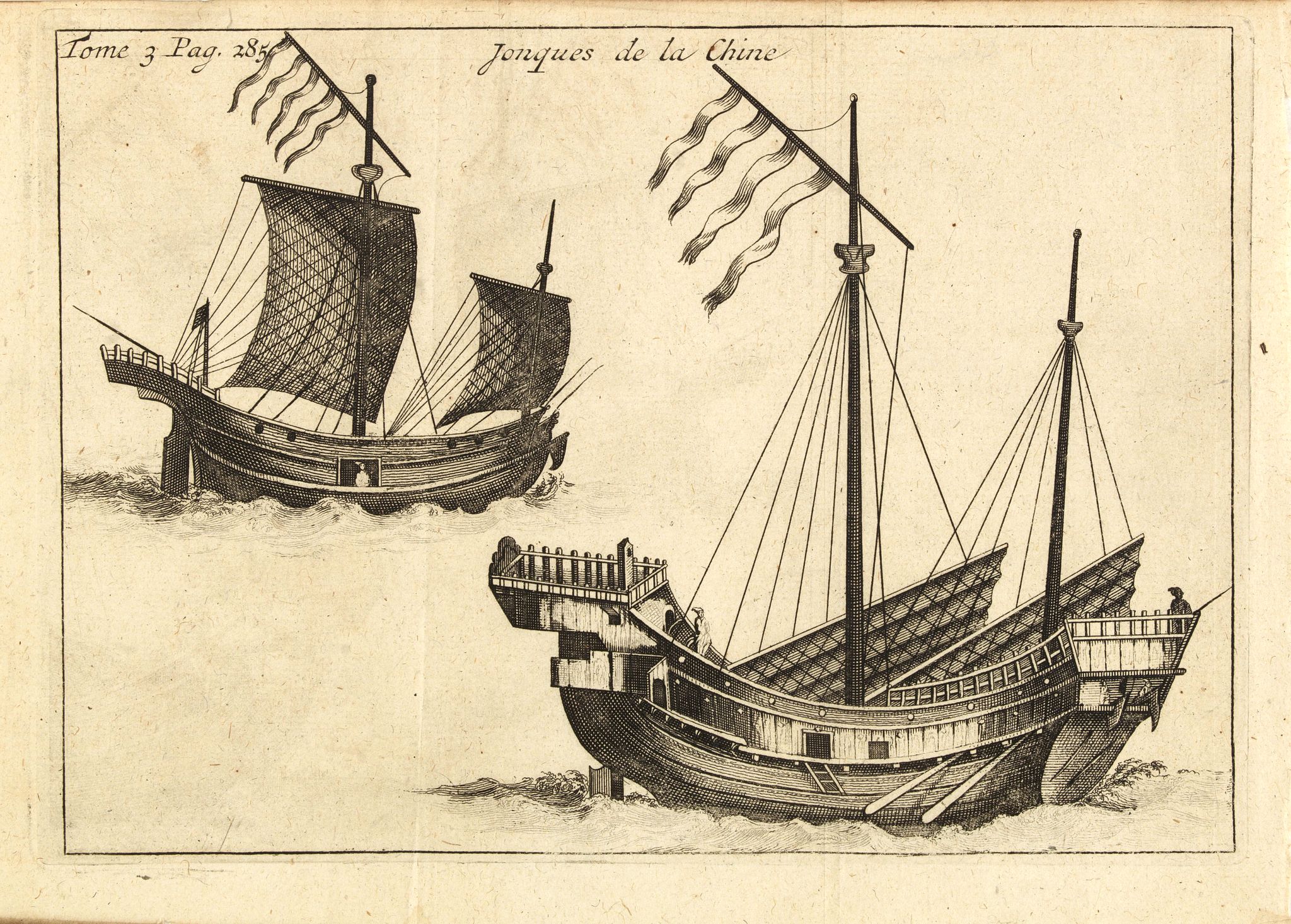 RENNEVILLE De, C., Jonques de la Chine., antique map, old maps