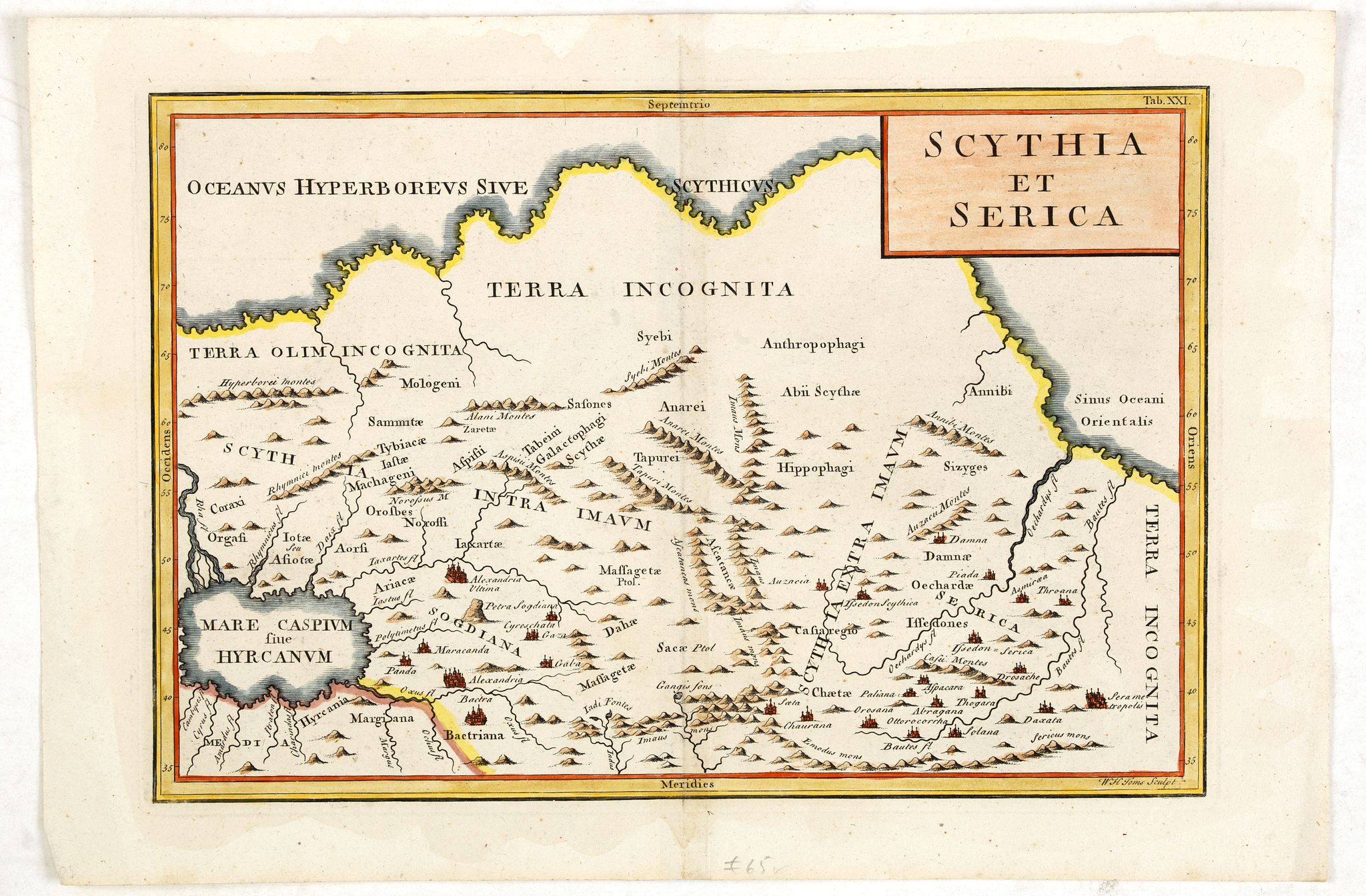 CELLARIUS, C., Scythia et Serica., antique map, old maps