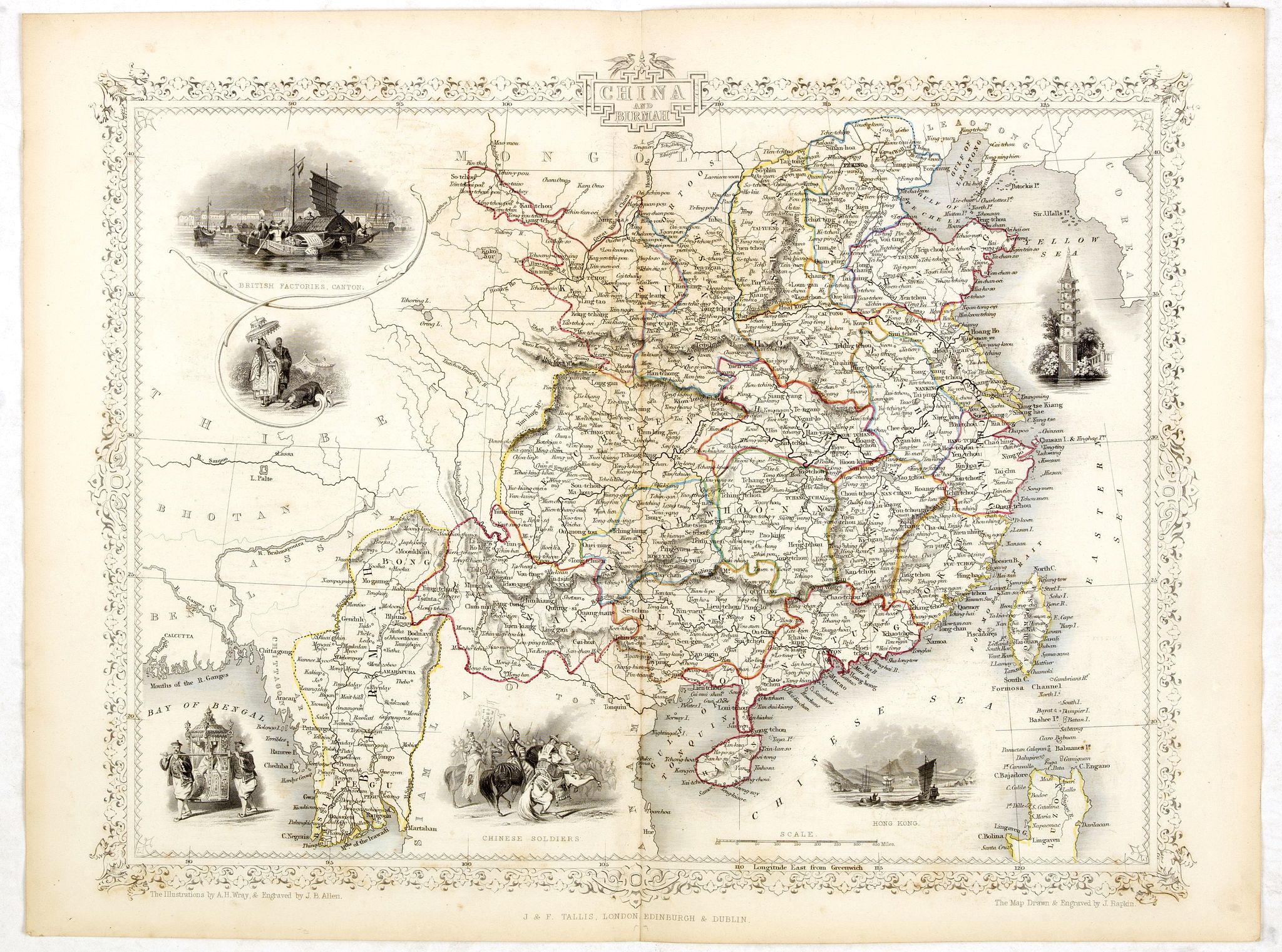 TALLIS, J., China and Birmah., antique map, old maps
