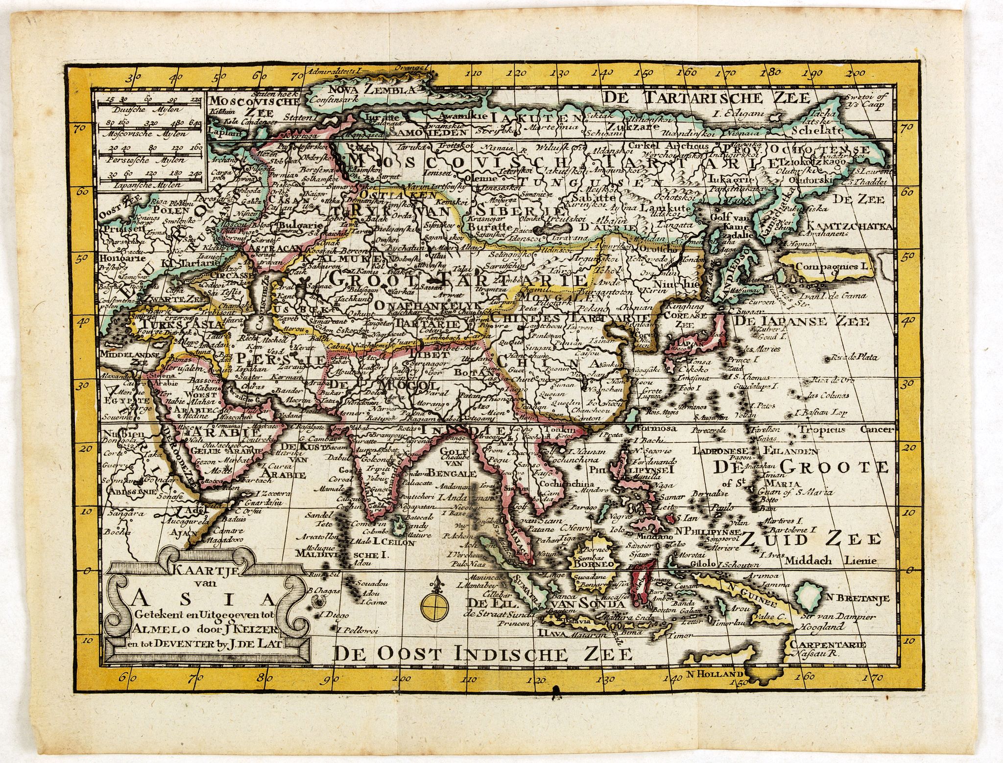 KEIZER, J. / DE LAT, J., Kaartje van Asia. . ., antique map, old maps