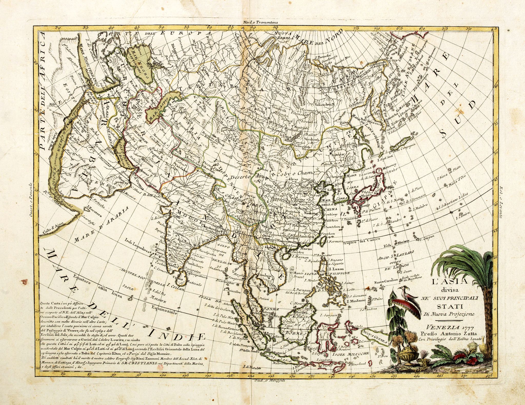 ZATTA, A., L'Asia divisa ne' suoi principali stati di nuova projezione., antique map, old maps