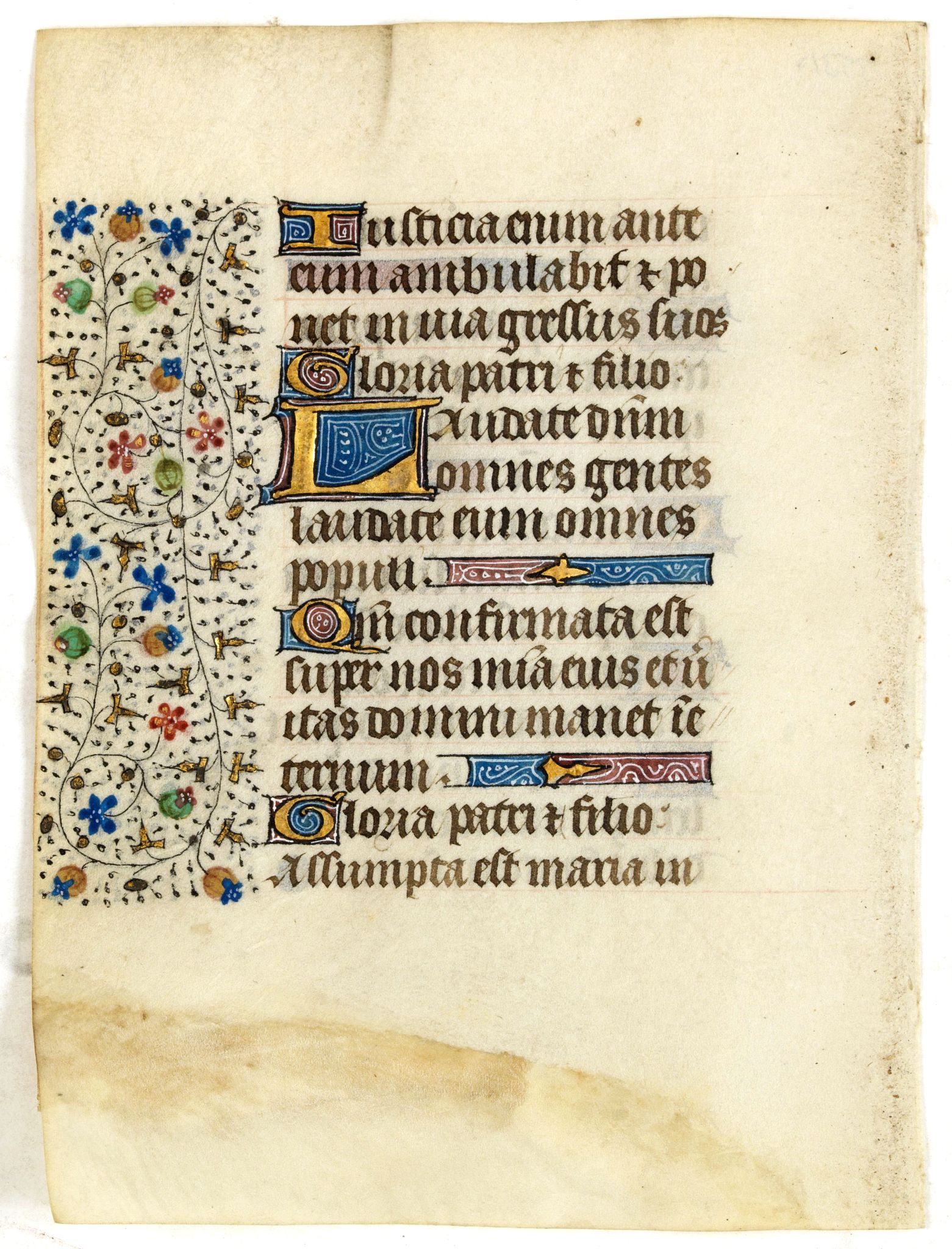 FRANCISCAN BOOK OF HOURS, Manuscript leaf from a Book of Hours, use of Rome., antique map, old maps
