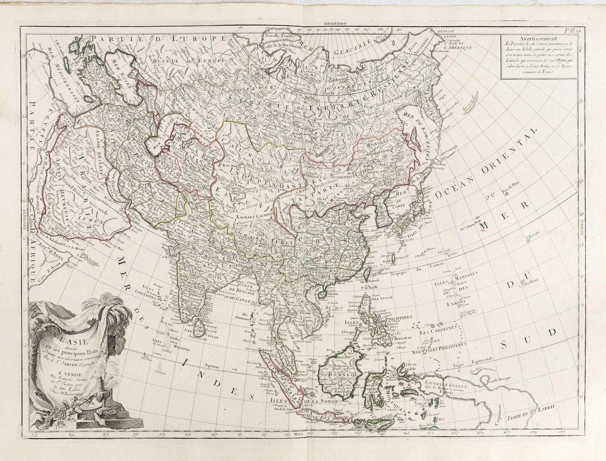 SANTINI, P. / REMONDINI, M., L'Asie divisée en ses principaux Etats.., antique map, old maps