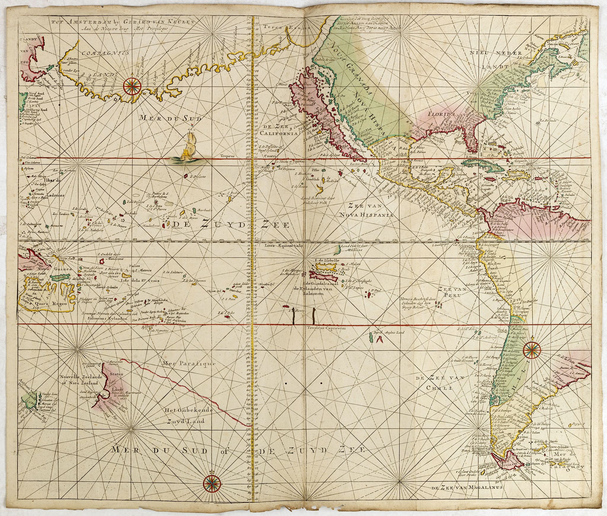 VAN KEULEN, G., (Chart of the Pacific Ocean with California as an island), antique map, old maps
