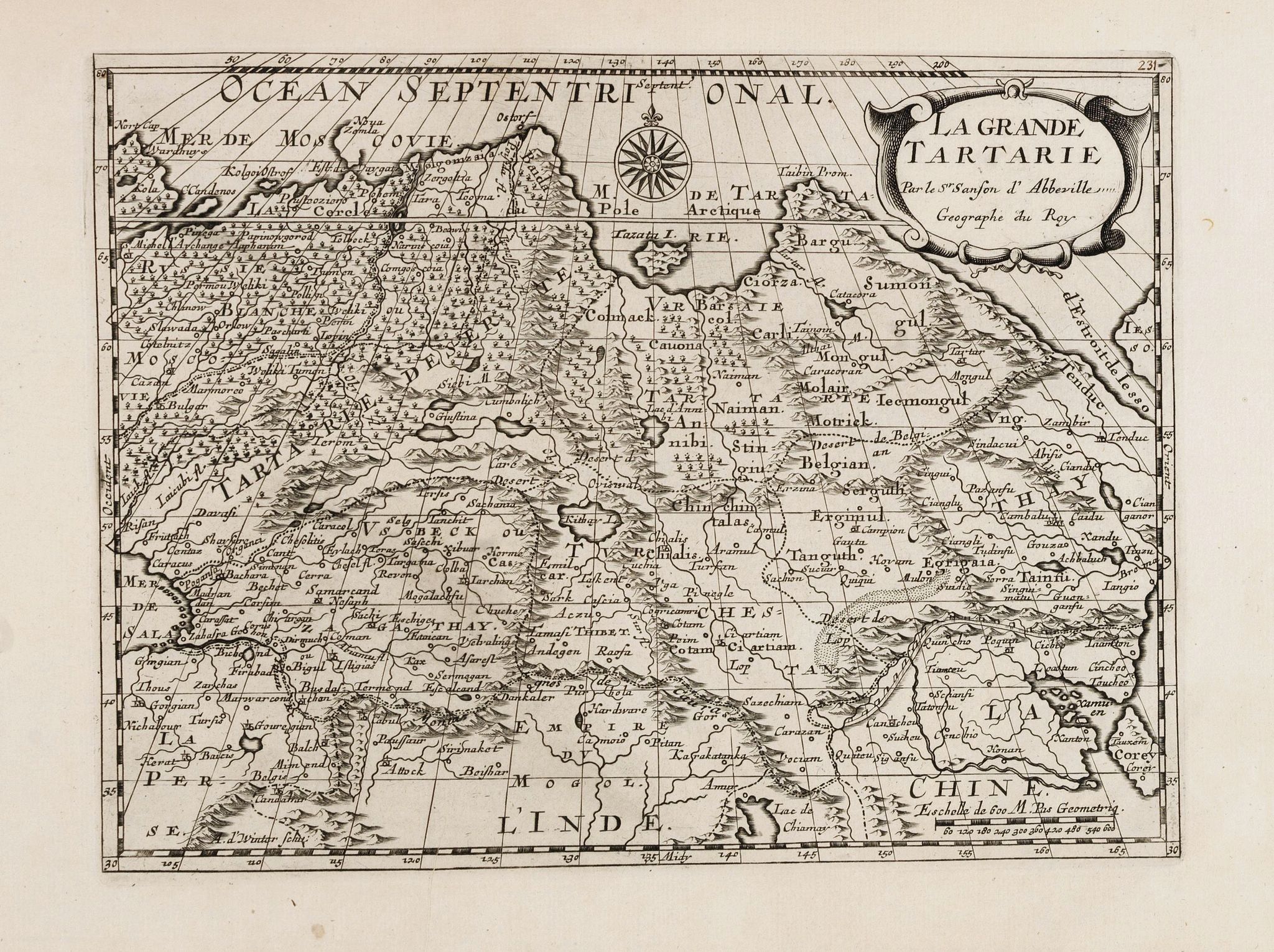 SANSON, N., La grande Tartarie., antique map, old maps