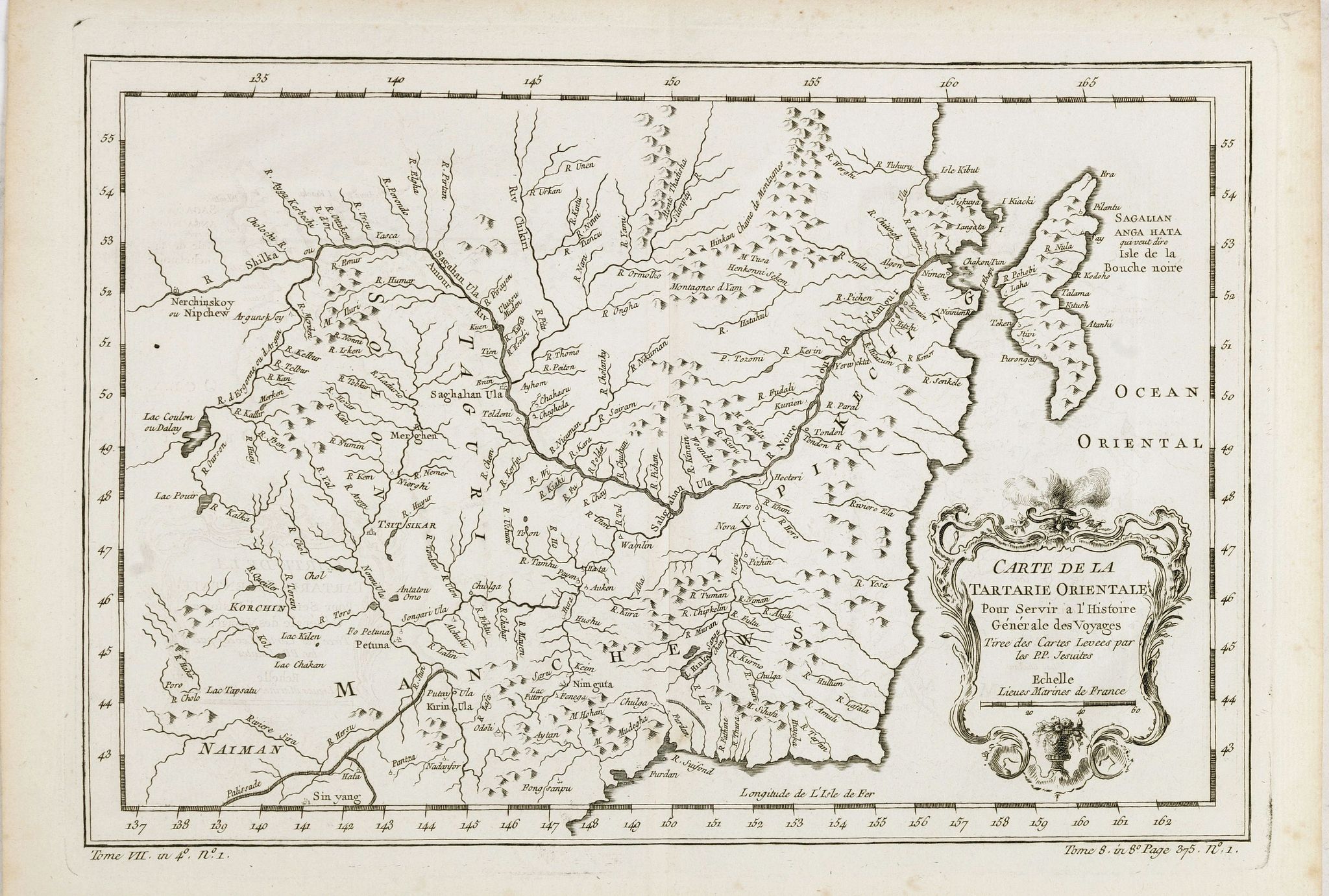BELLIN, J.N., Carte de la Tartarie Orientale pour Servir a l'Histoire Generale des Voyages, Tiree des Cartes Levees par les P.P. Jesuites…, antique map, old maps