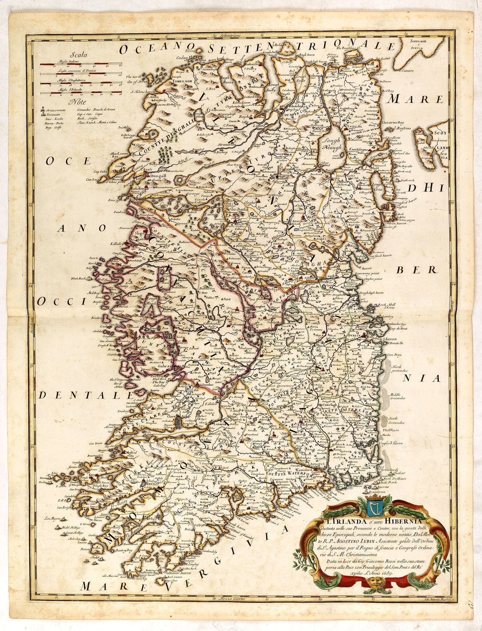 DE ROSSI, G., L\'Irlanda o uero Hibernia…, antique map, old maps