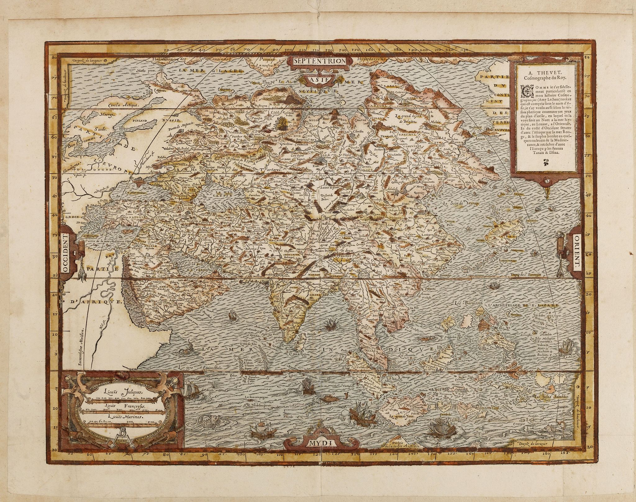 THEVET, A., Asie., antique map, old maps
