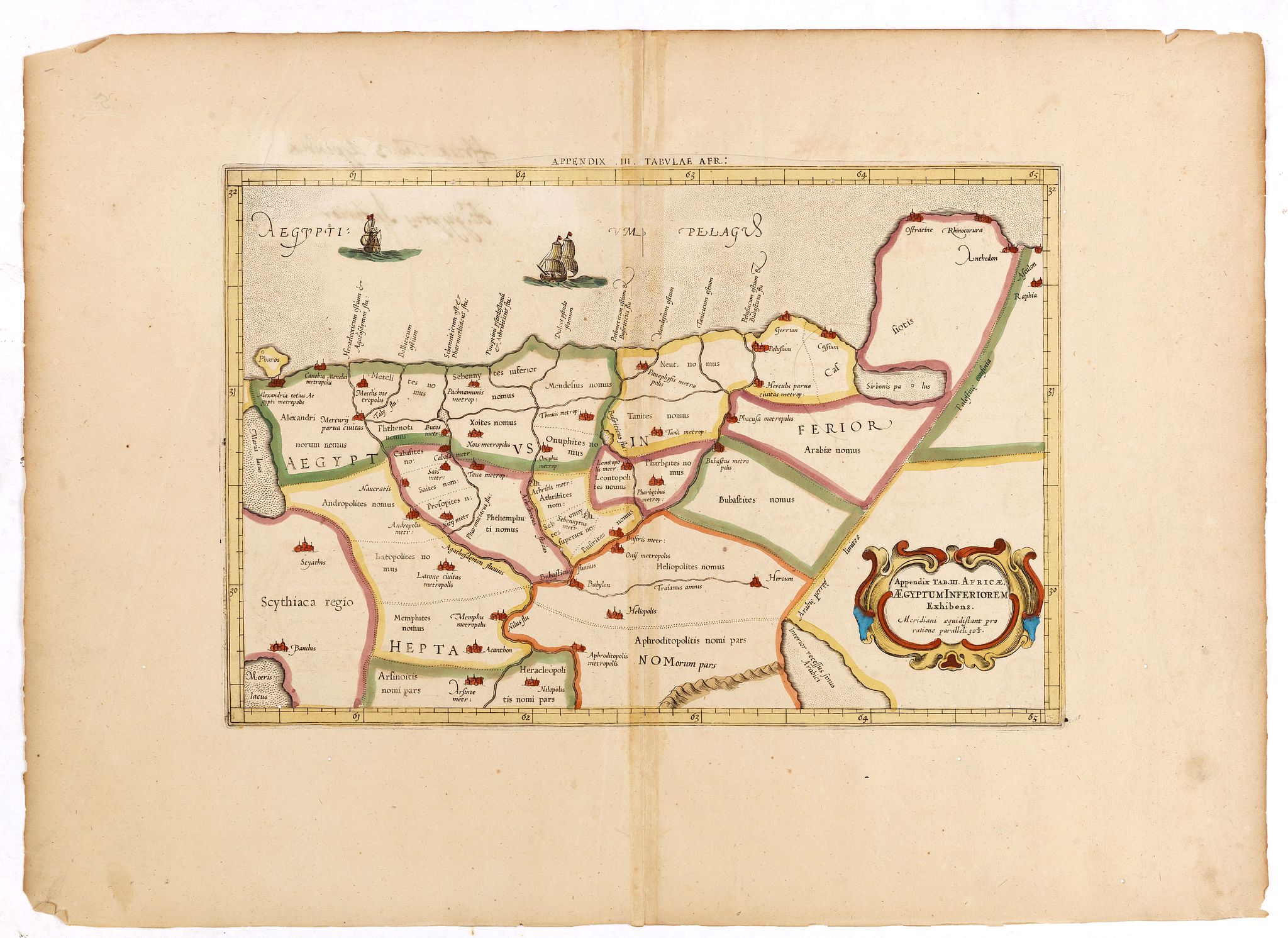 MERCATOR,G./ PTOLEMY, C., Appendix Tab. III. Africae, Aegyptum Inferiorem Exhibens., antique map, old maps