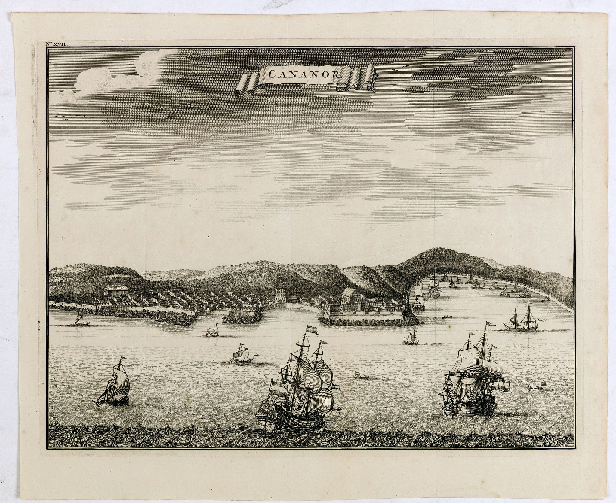 VALENTIJN, F., Cananor., antique map, old maps