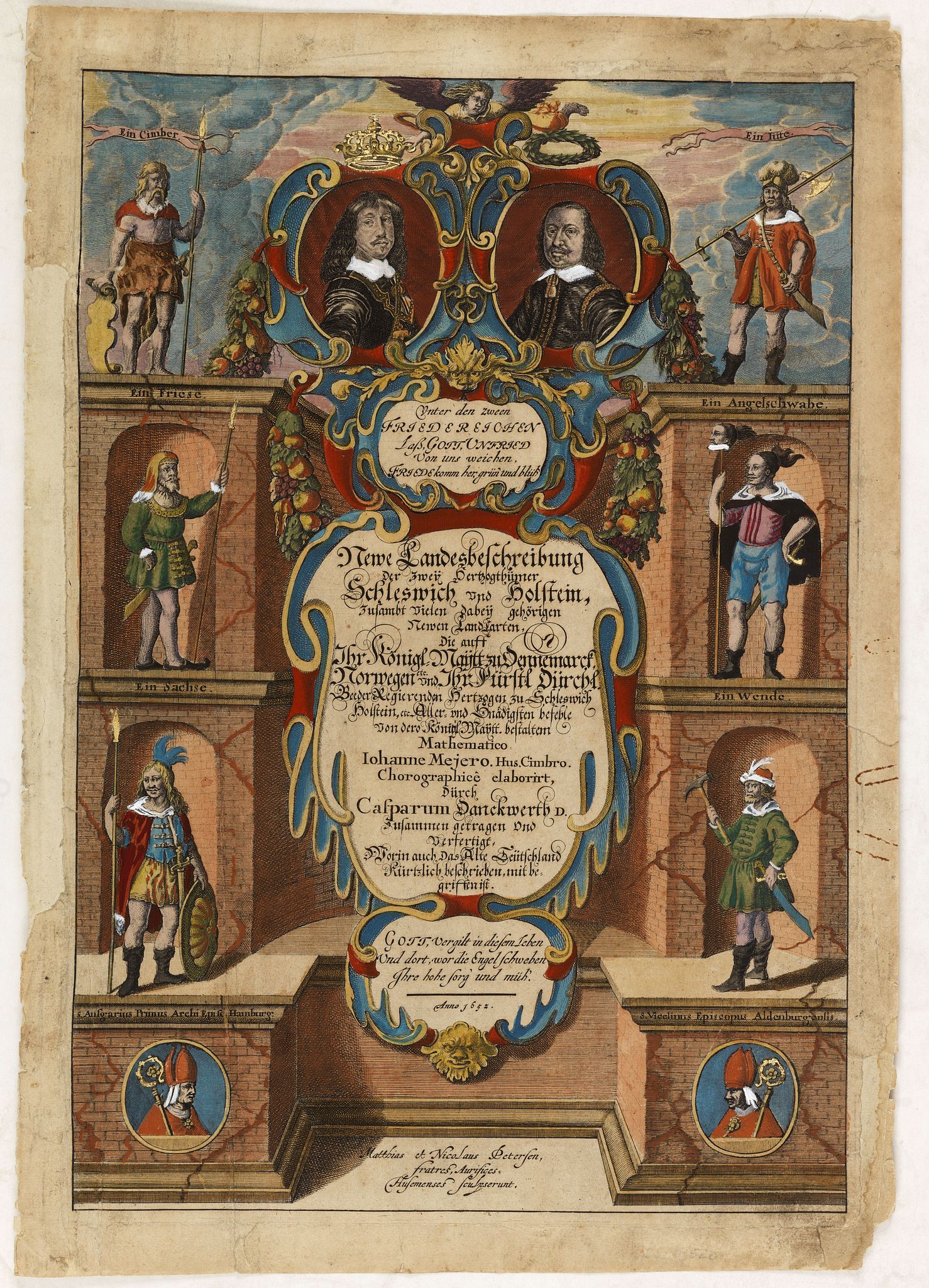 DANCKWERTH, C., (Title page) Neue Landesbeschreibung der zwei Herzogtümer Schleswig und Holstein. . ., antique map, old maps