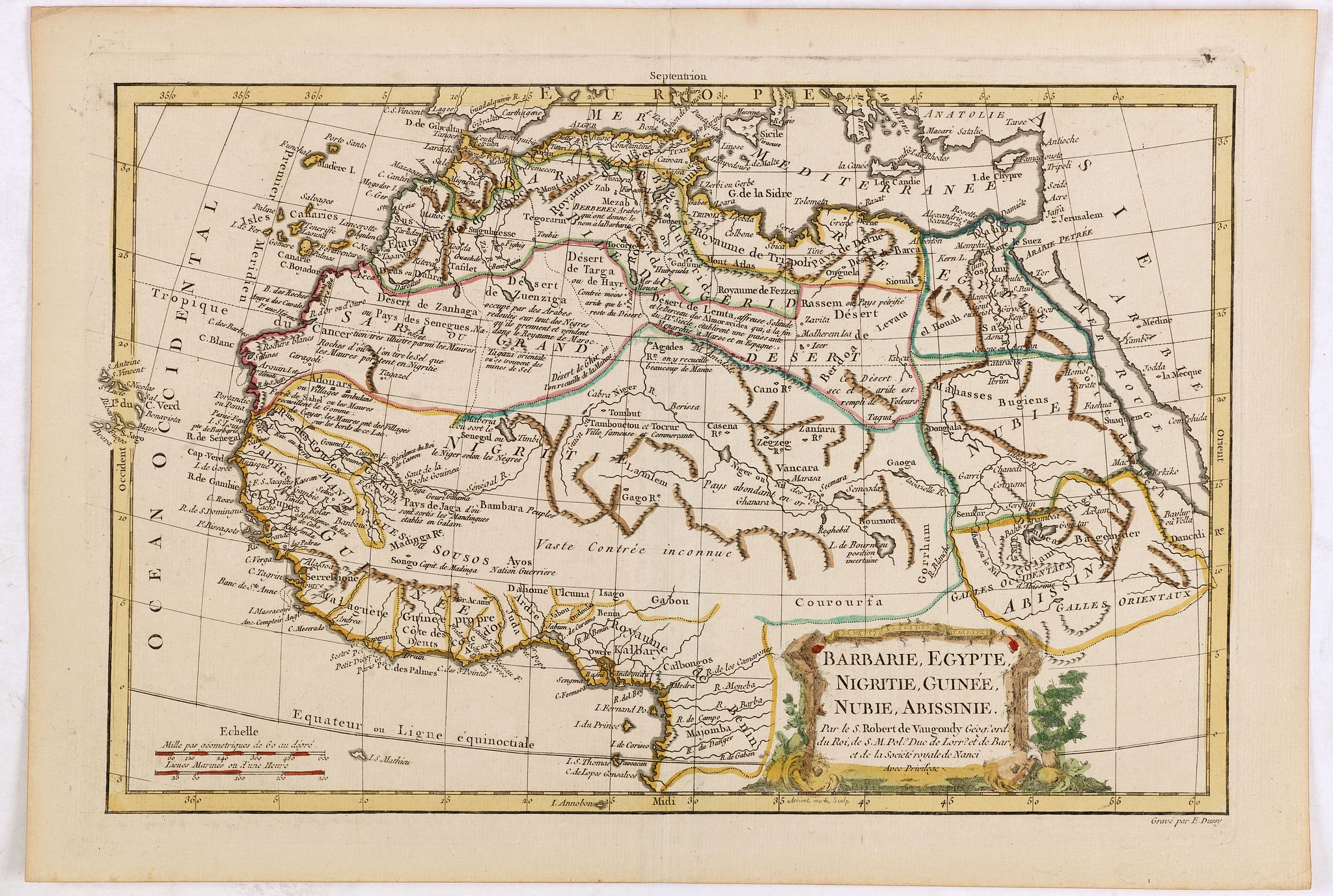 MOITHEY, M.A., Barbarie, Egypte, Nigritie, Guinée, Nubie, Abassinie. . ., antique map, old maps