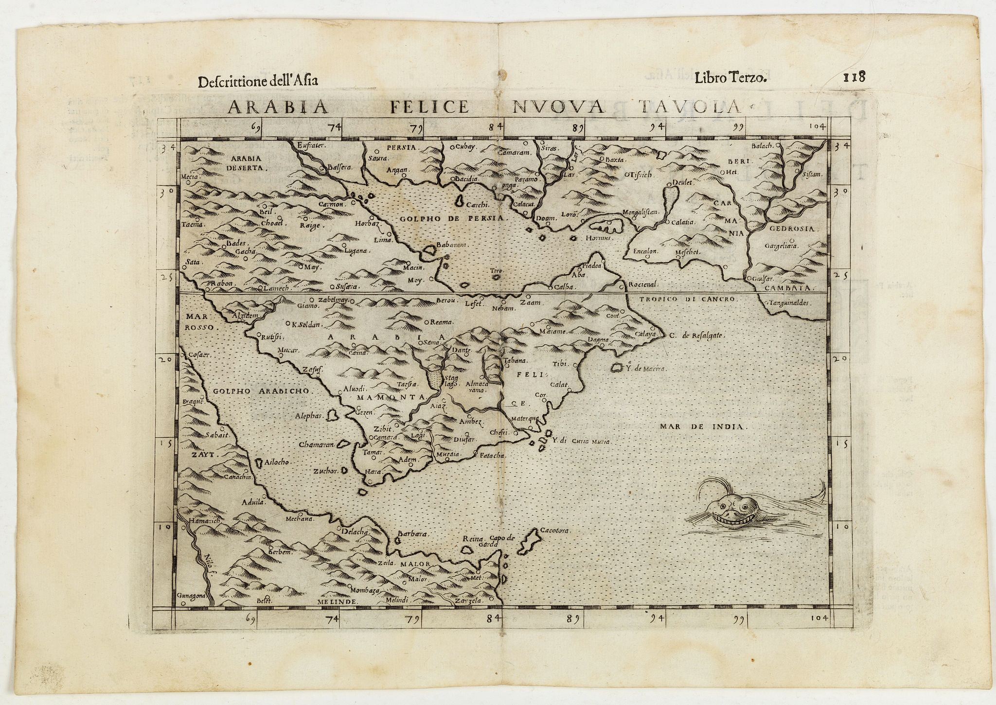 RUSCELLI, G., Arabia Felice Nuova Tavola., antique map, old maps