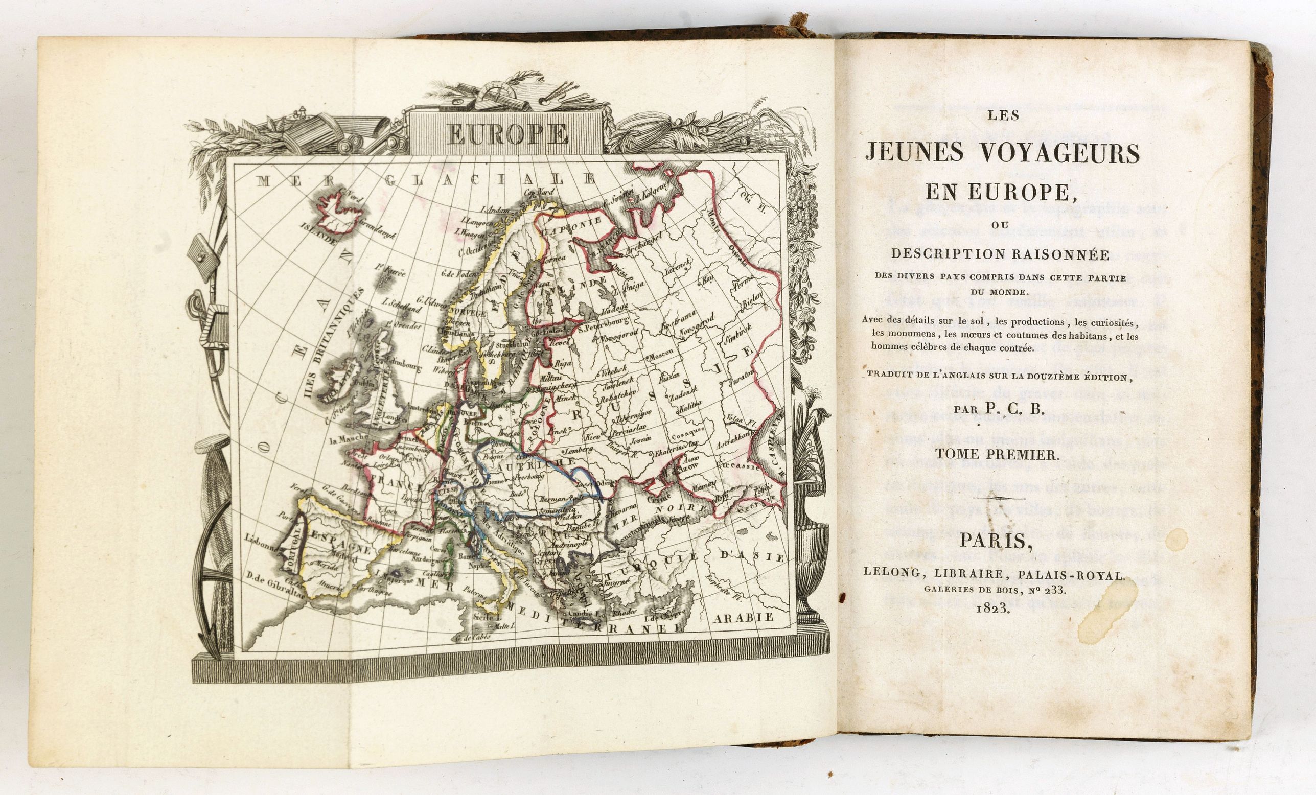(BRIAND, P.-C.)., Les jeunes voyageurs en Europe, ou description raisonnée des divers pays compris dans cette partie du monde., antique map, old maps