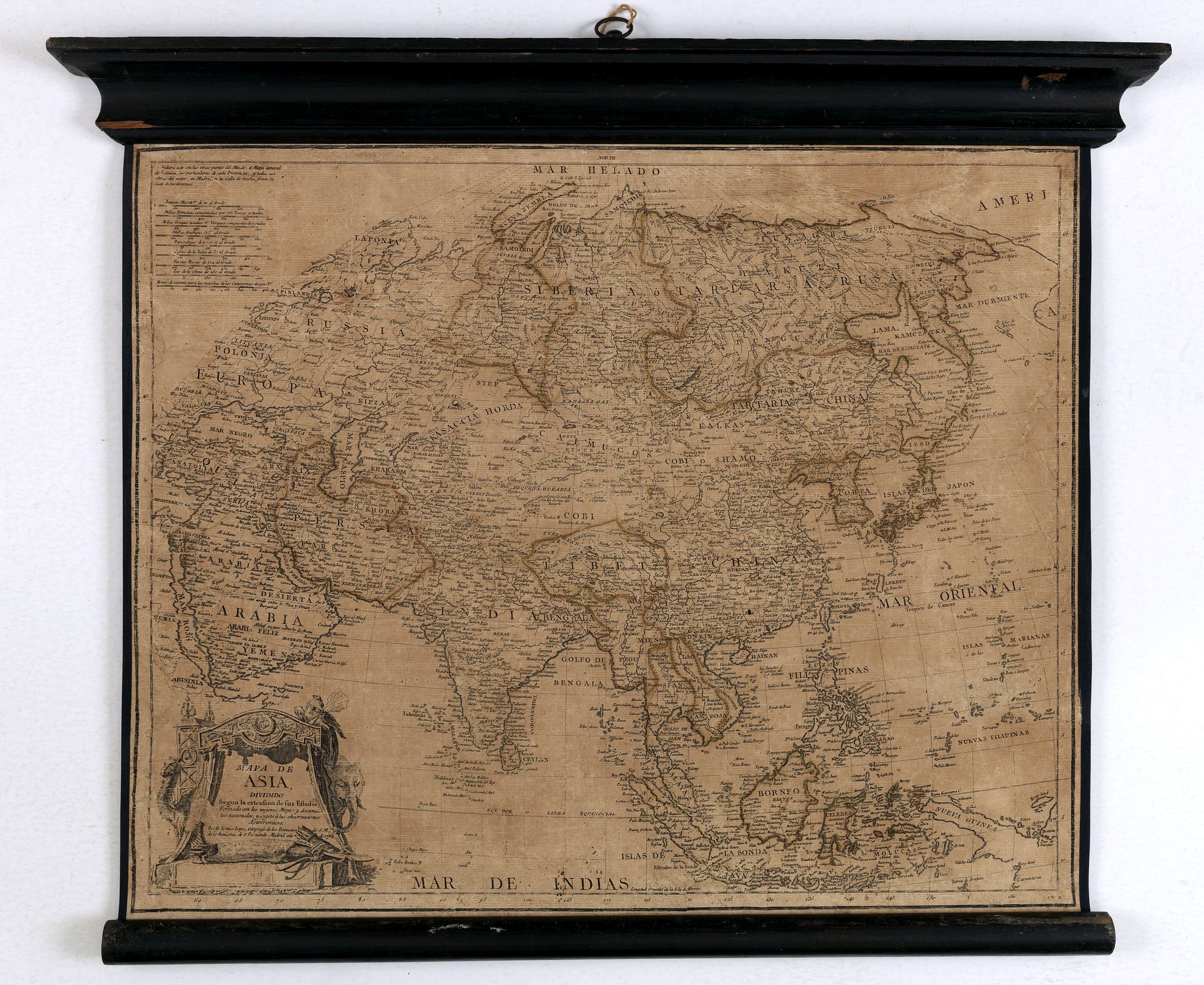 LOPEZ, T., Mapa de Asia Dividido según la extensión de sus Estados : Formado con los mejores Mapas y documentos nacionales, y sujeto a las observaciones. . ., antique map, old maps