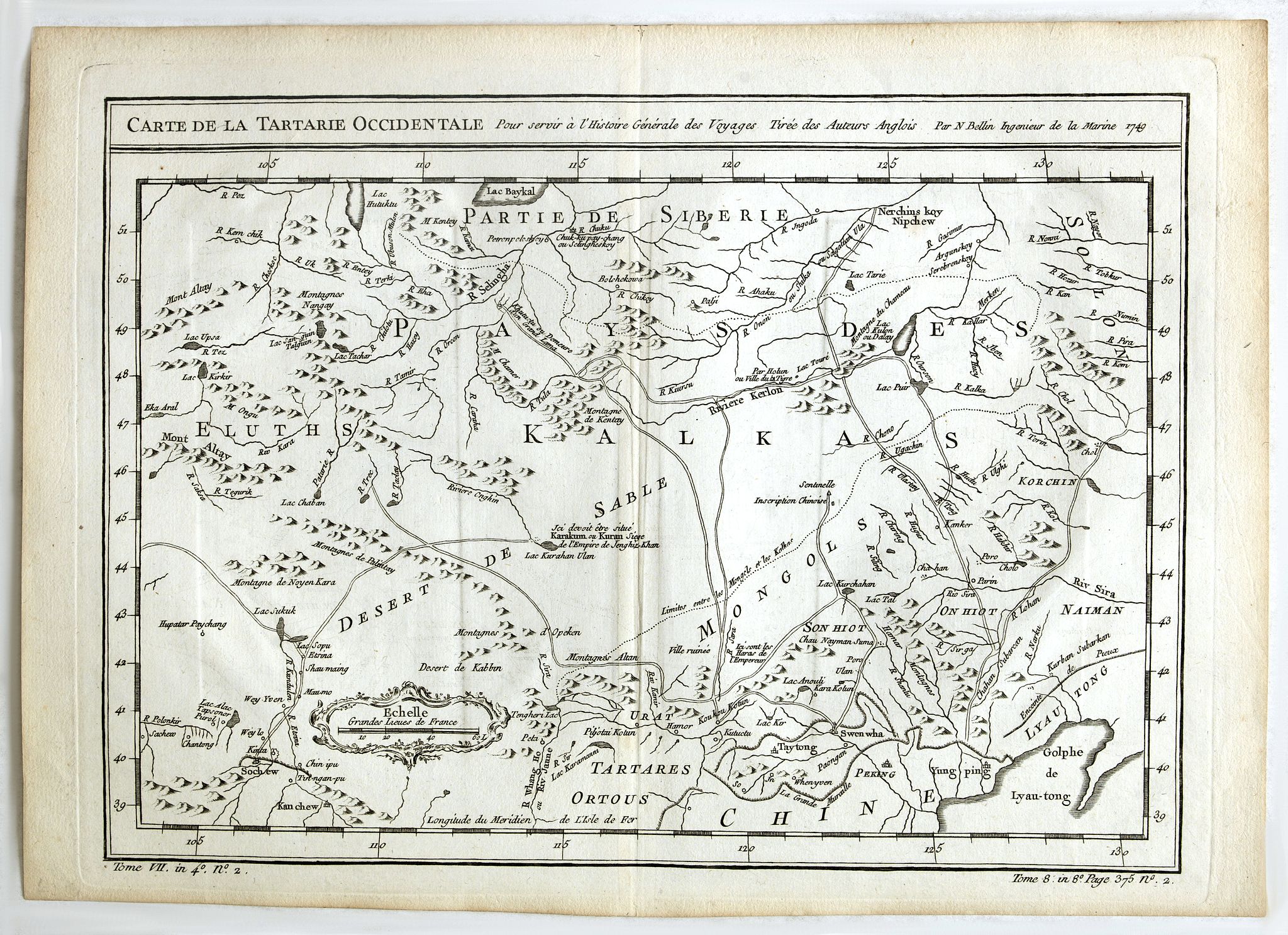 BELLIN, J.N., Carte de la Tartarie Occidentale., antique map, old maps