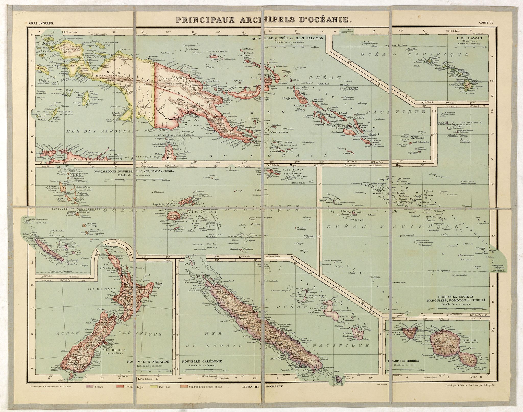 VIVIEN. ST. MARTIN, L., Principaux archipels d'Oceanie., antique map, old maps