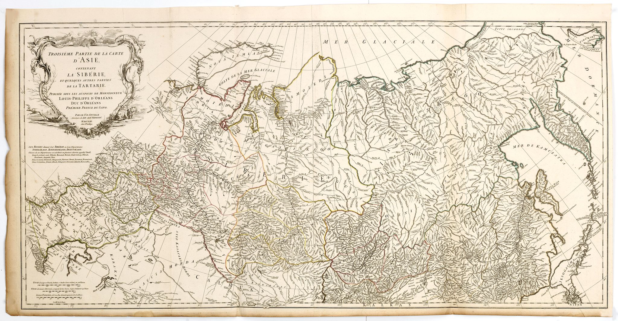 D'ANVILLE., Troisième partie de la carte d'Asie, contenant la Sibérie, et quelques autres parties de la Tartarie. . ., antique map, old maps