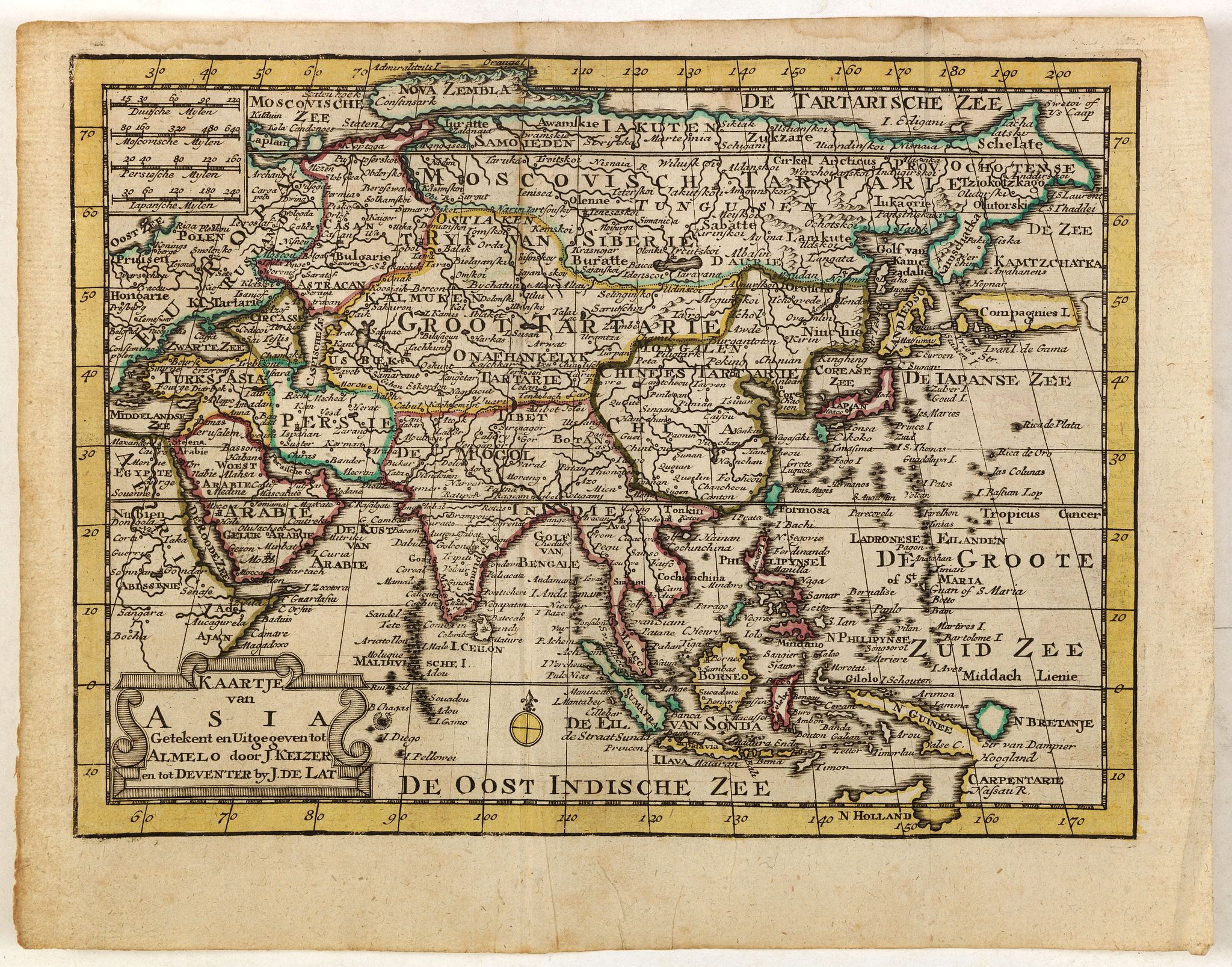 KEIZER, J. / DE LAT, J., Kaartje van Asia. . ., antique map, old maps