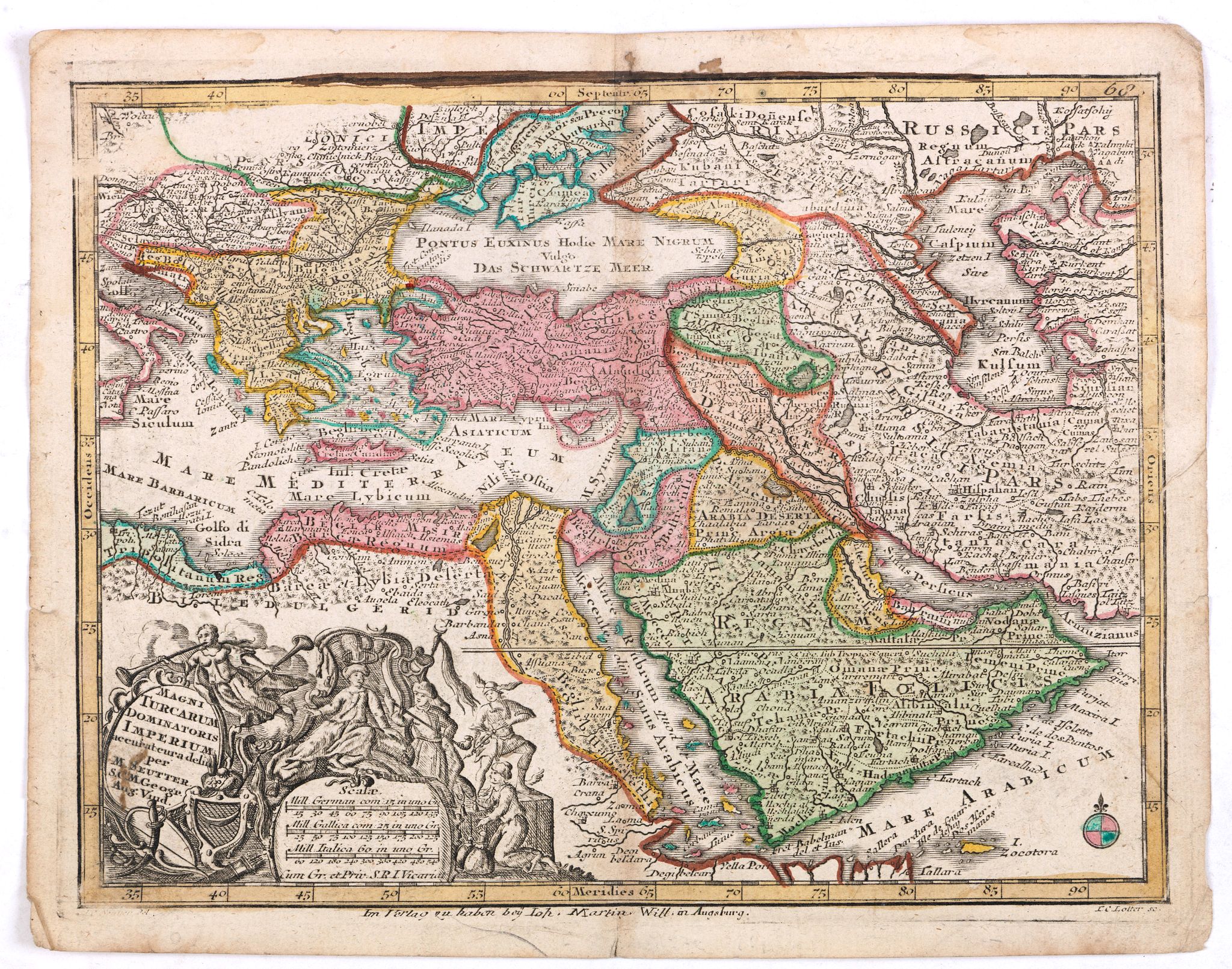 SEUTTER, M., Magni Turcarum dominatoris Imperium . . ., antique map, old maps