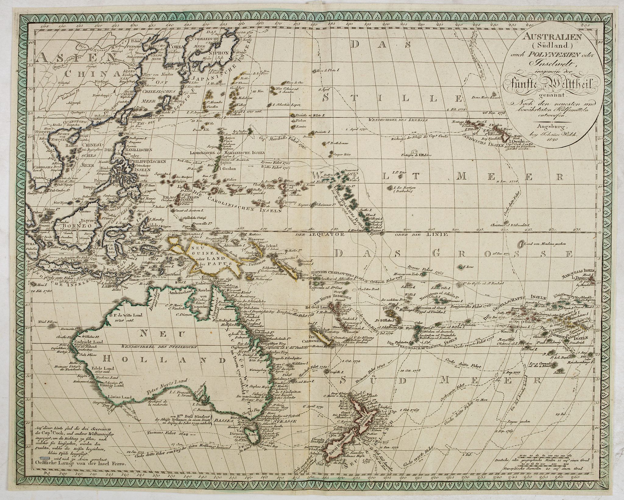 WALCH, J., Australien (Südland) auch Polynesien oder Inselwelt.., antique map, old maps