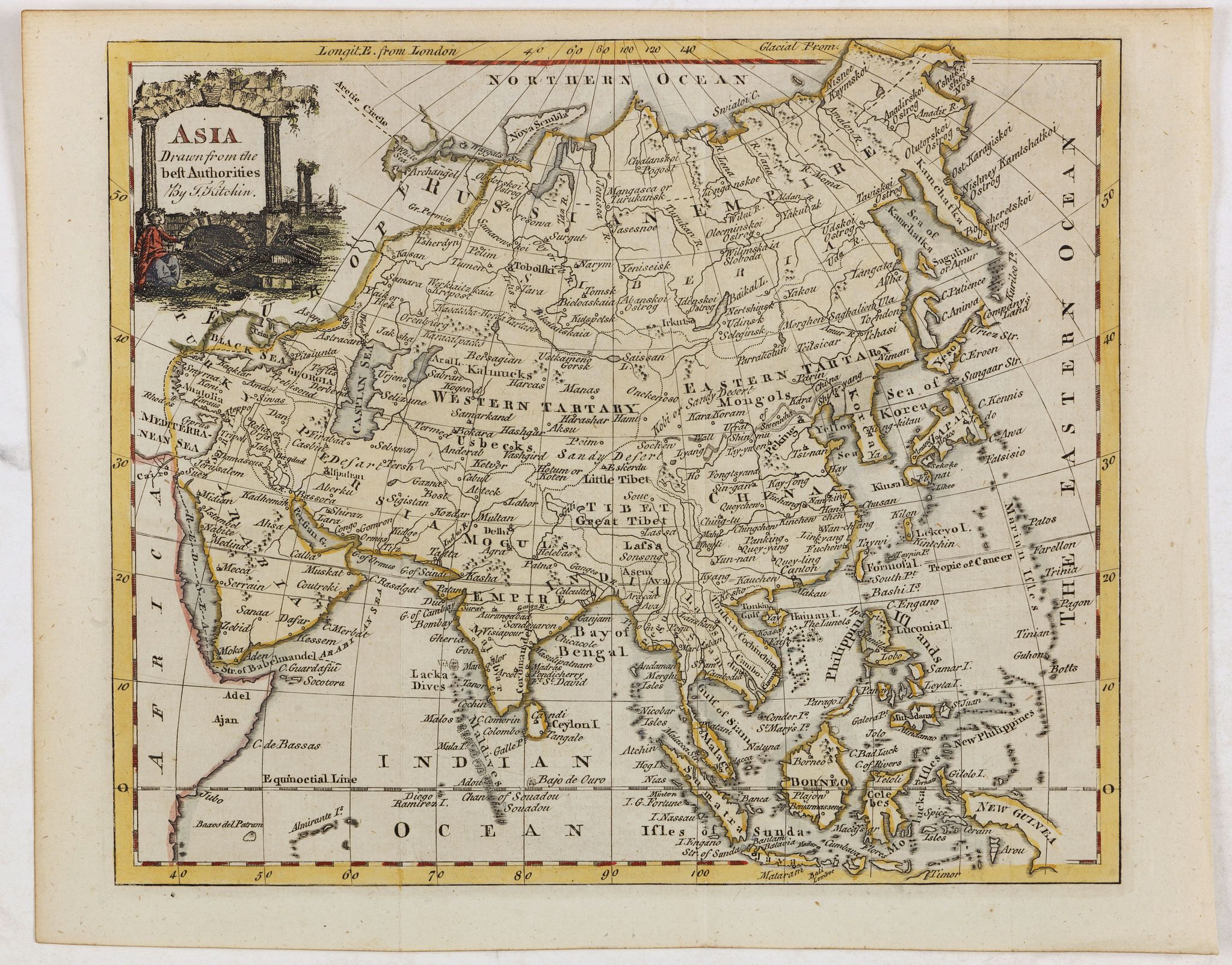 GUTHRIE, W., Asia drawn from the best authorities by T. Kitchin., antique map, old maps