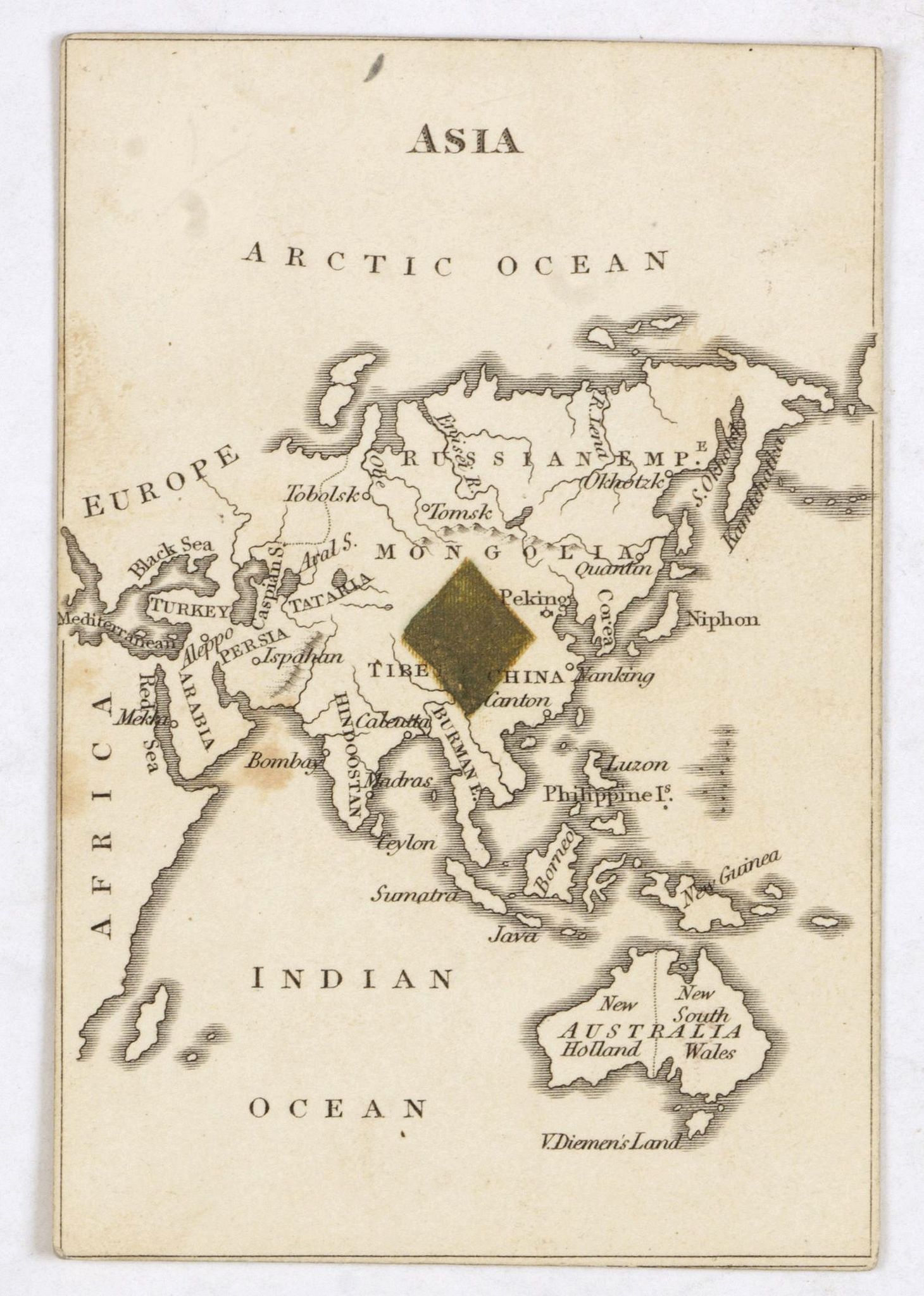 ROCK, William & Henry, ASIA. (with Australia - Cartographic playing card), antique map, old maps