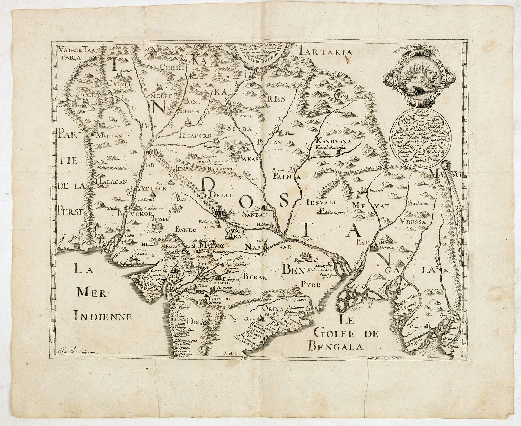 THEVENOT, M., Description de la partie des Indes orientales qui est sous la domination du grand Mogol., antique map, old maps