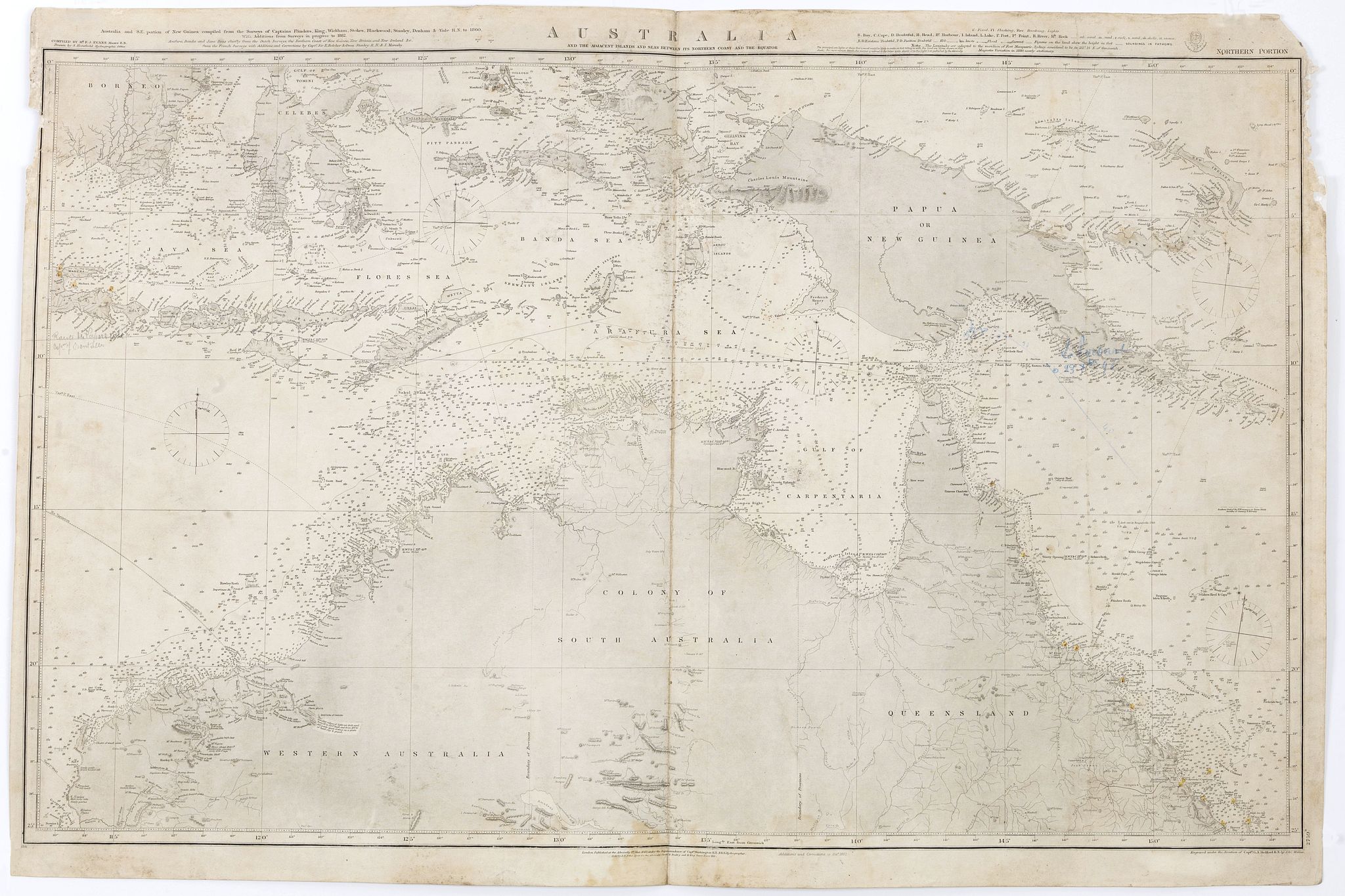 LONDON ADMIRALTY., AUSTRALIA and the adjecent islands and sea between it and the Equator. Northern portion., antique map, old maps