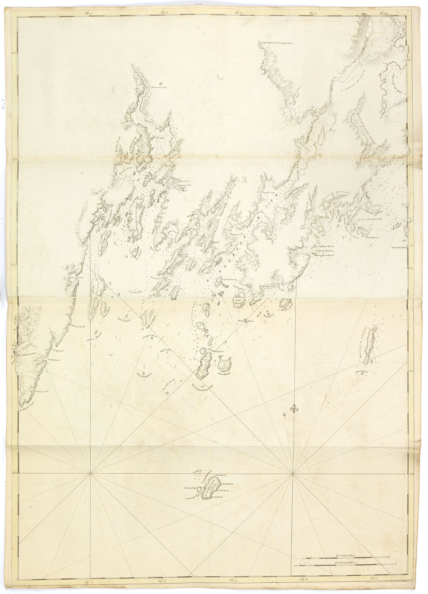 DES BARRES, J.F.W., St Georges River (Owls head), antique map, old maps