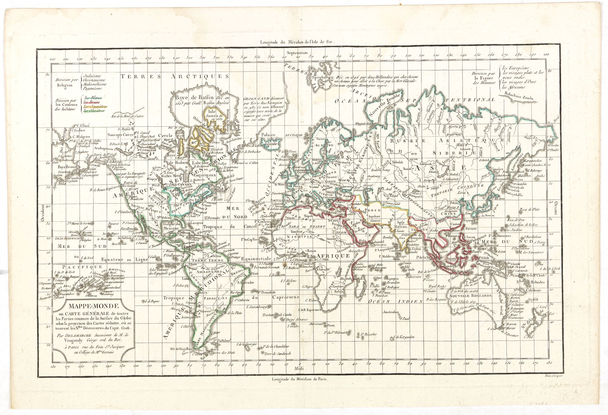 DELAMARCHE,C.F., Mappe-Monde ou Carte Generale de toutes les Parties connues.., antique map, old maps