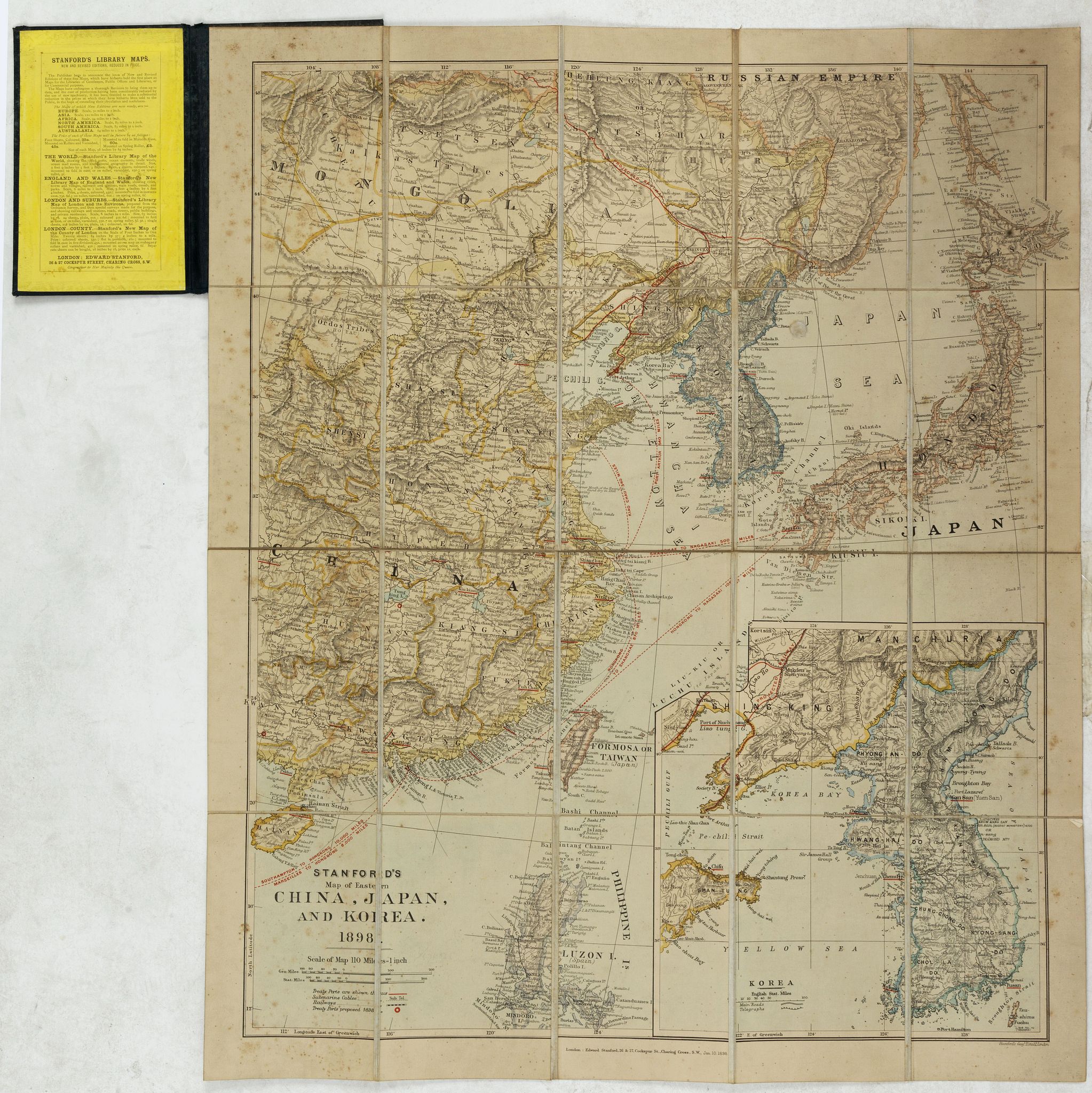 STANFORD, E., Stanford's Map of Eastern China, Japan and Korea. 1898., antique map, old maps