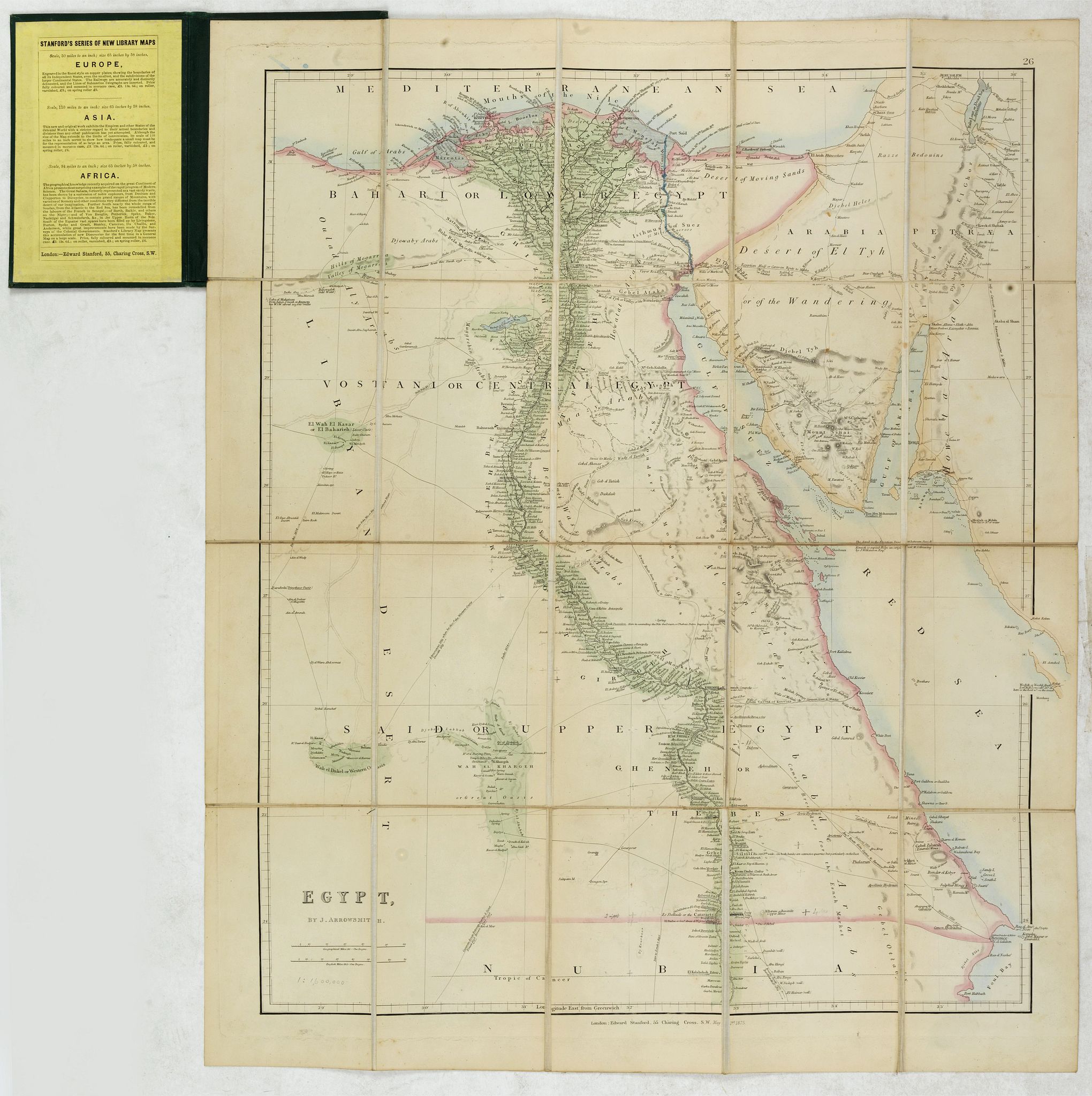 STANFORD, E., Egypt, by J. Arrowsmith., antique map, old maps