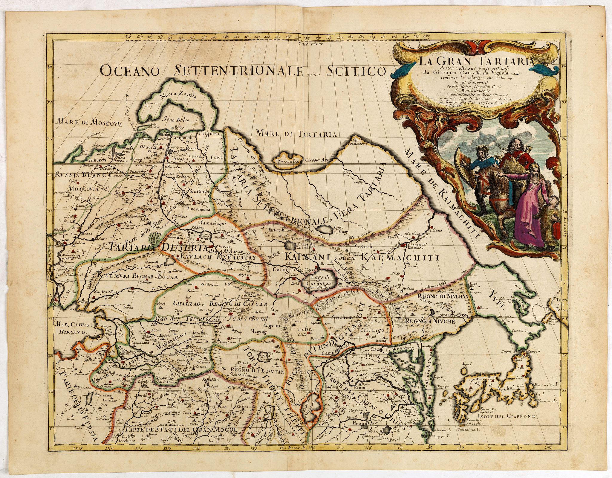DE ROSSI, G., La Gran Tartaria divisa nelle sue parti pricipali da Giacomo Cantelli. . ., antique map, old maps