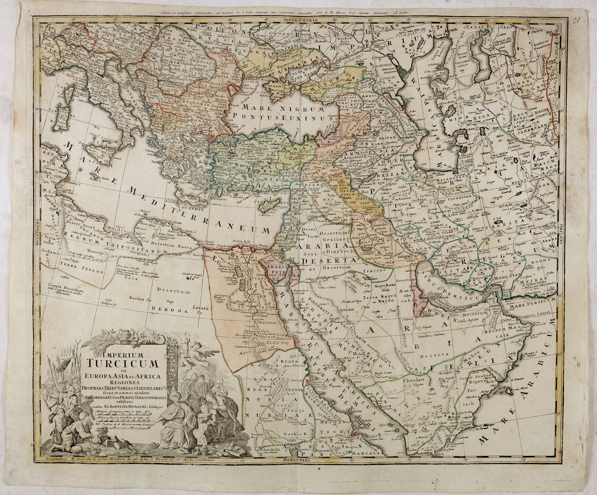 HOMANN, J.B., Imperium Turcicum in Europa, Asia et Africa., antique map, old maps