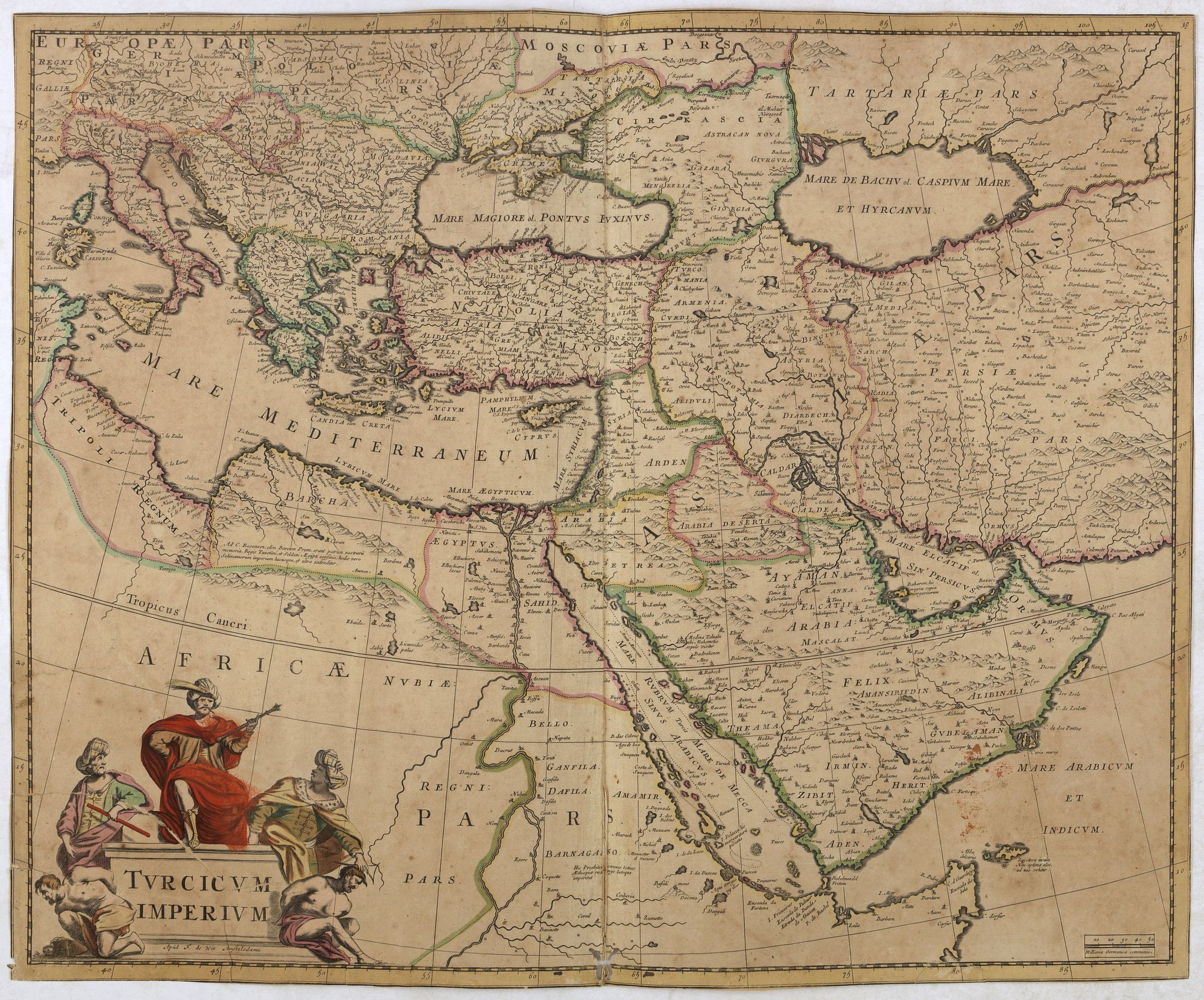 DE WIT, F., Turcicum Imperium., antique map, old maps