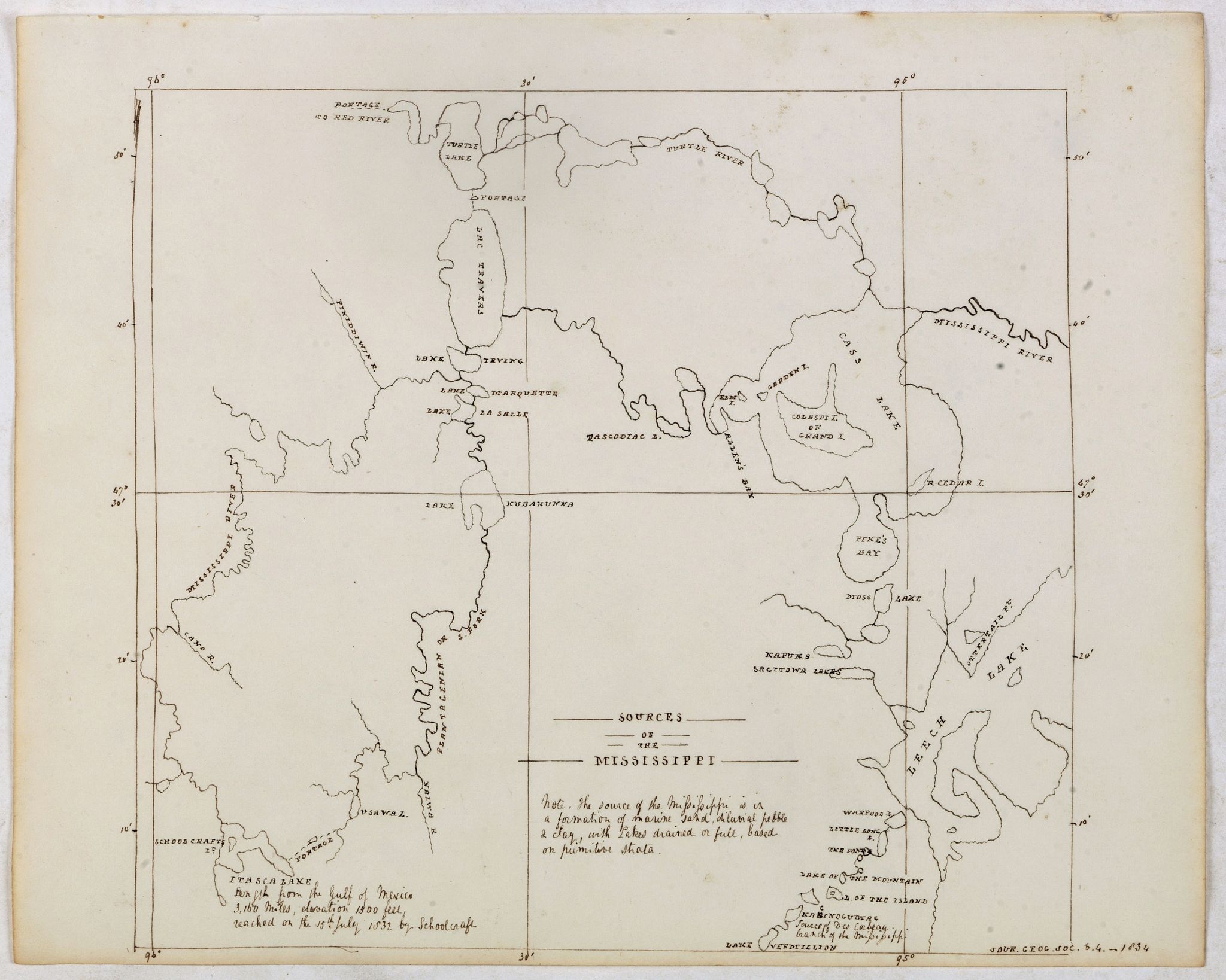 ANONYMOUS, SOURCE OF THE MISSISSIPPI ., antique map, old maps