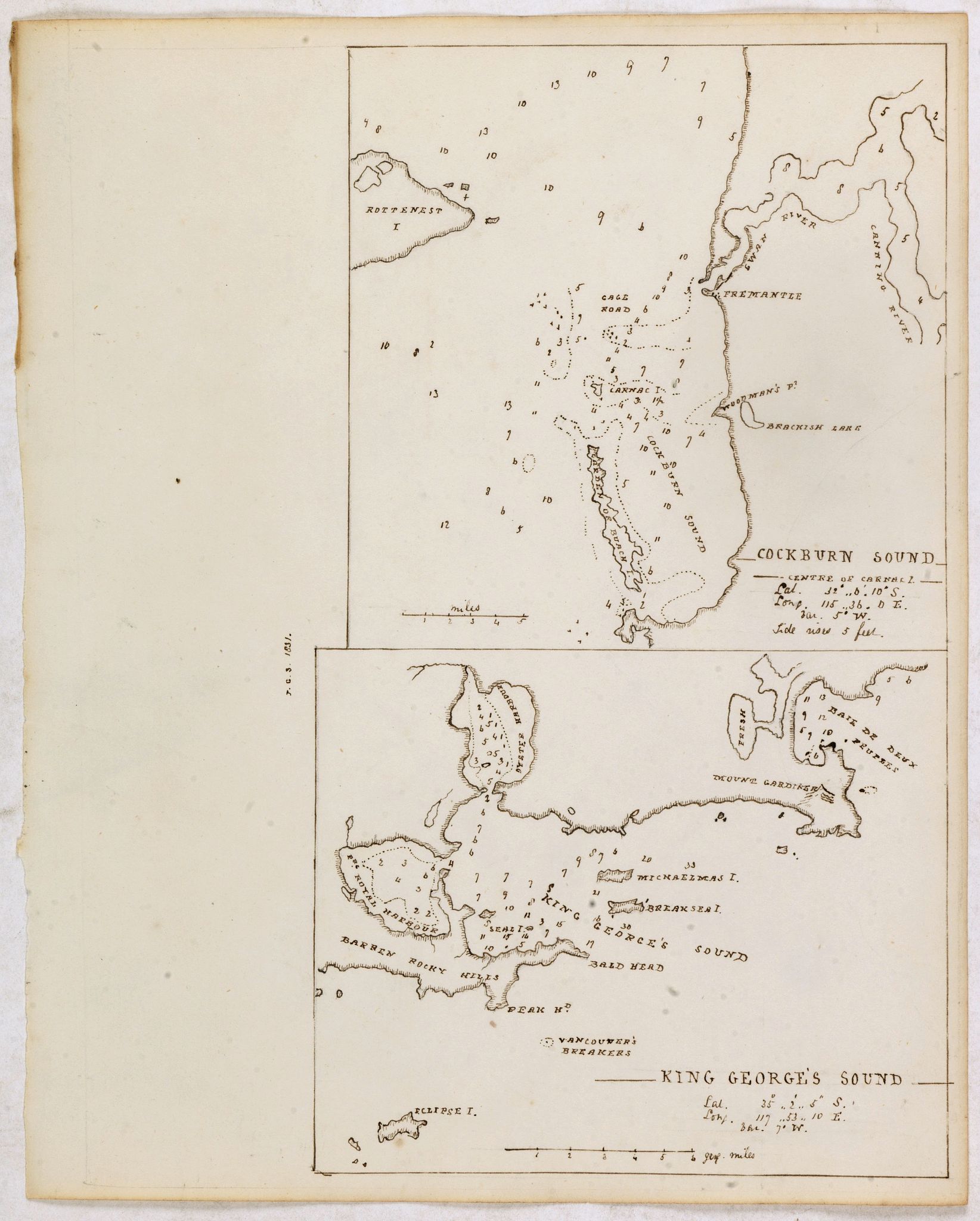 ANONYMOUS, COCKBURN SOUND / KING GEROGES SOUND., antique map, old maps